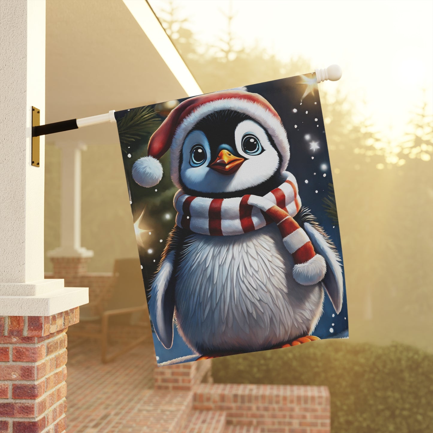 Christmas Penguin Holiday Garden Flag/ House Banner