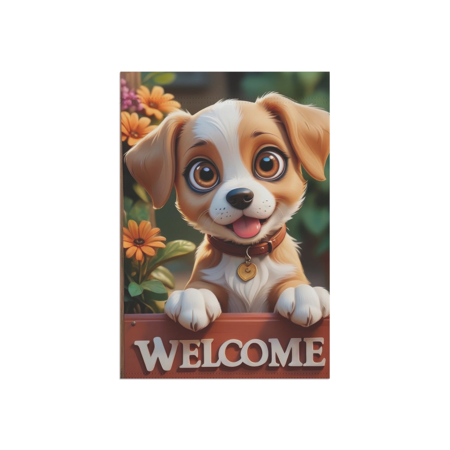 Adorable Puppy Dog Welcome Garden Flag
