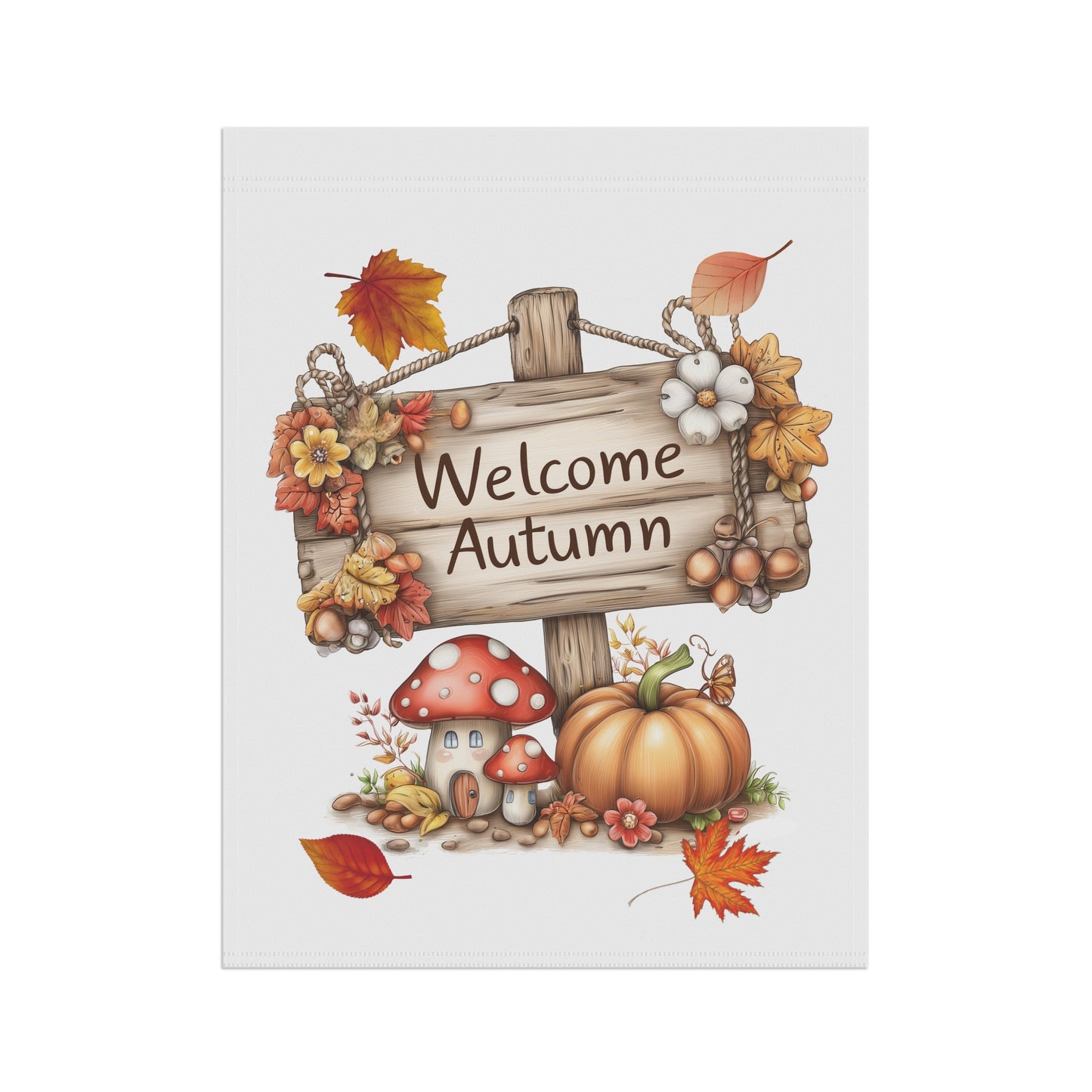 Whimsical Welcome Autumn Garden Flag
