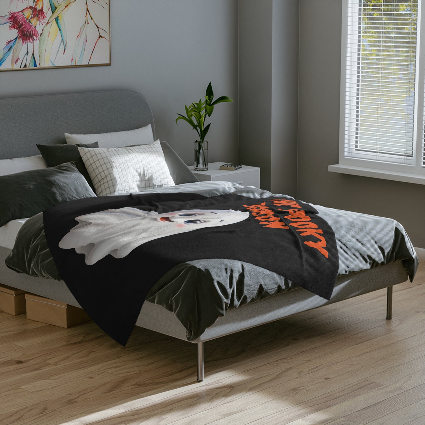 "The Spooky Season" Adorable Ghost Halloween Plush Blanket -