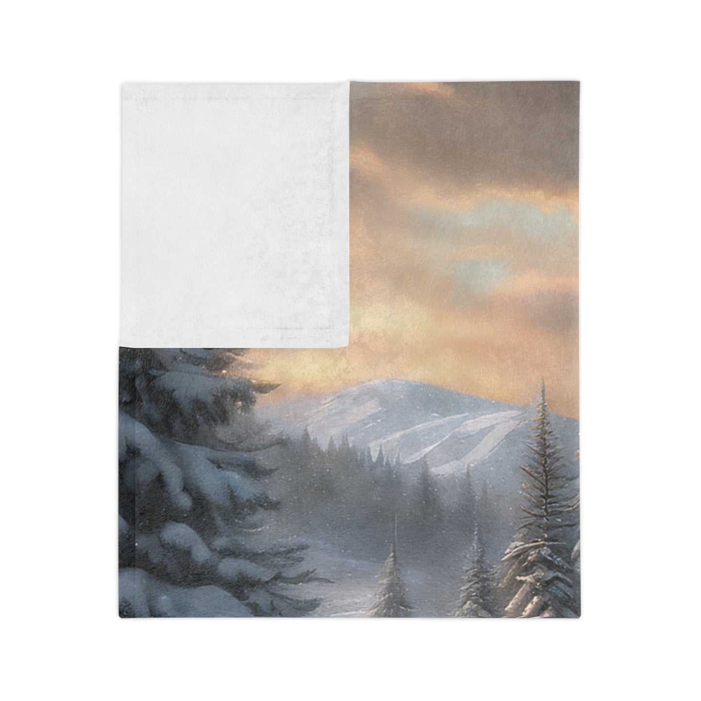Christmas Cabin in the Woods Velveteen Plush Blanket