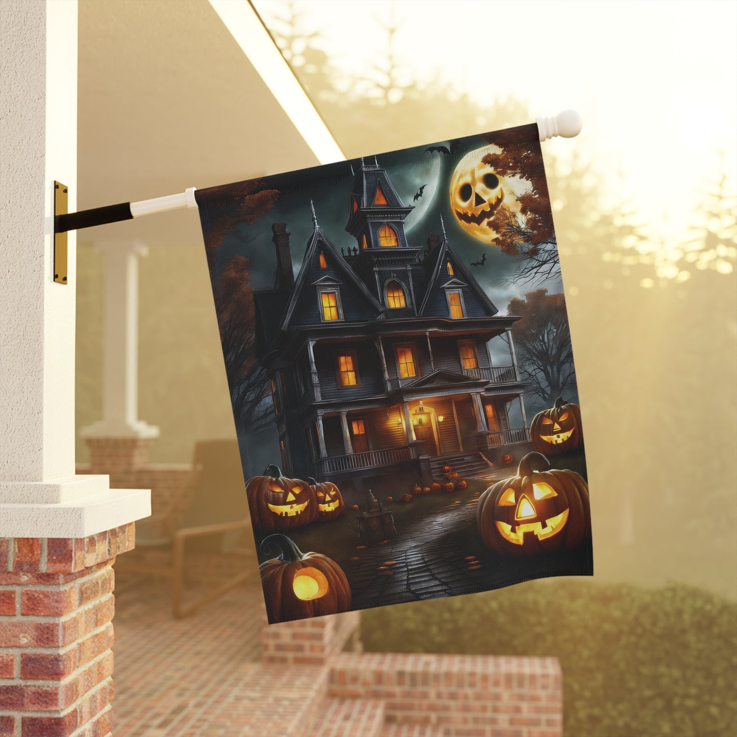 Spooky Haunted Moon Halloween Garden Flag/ House Banner