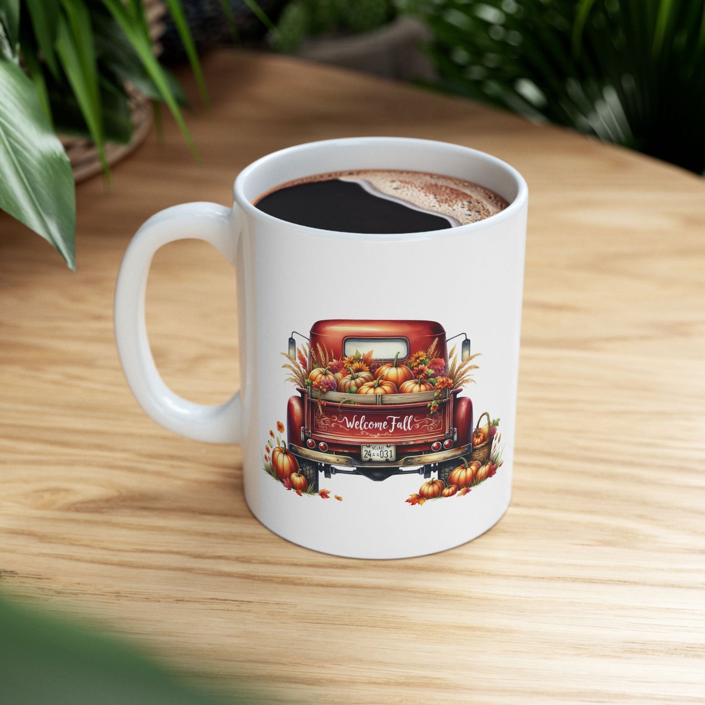 "Welcome Fall" Red Vintage Truck Coffee Mug