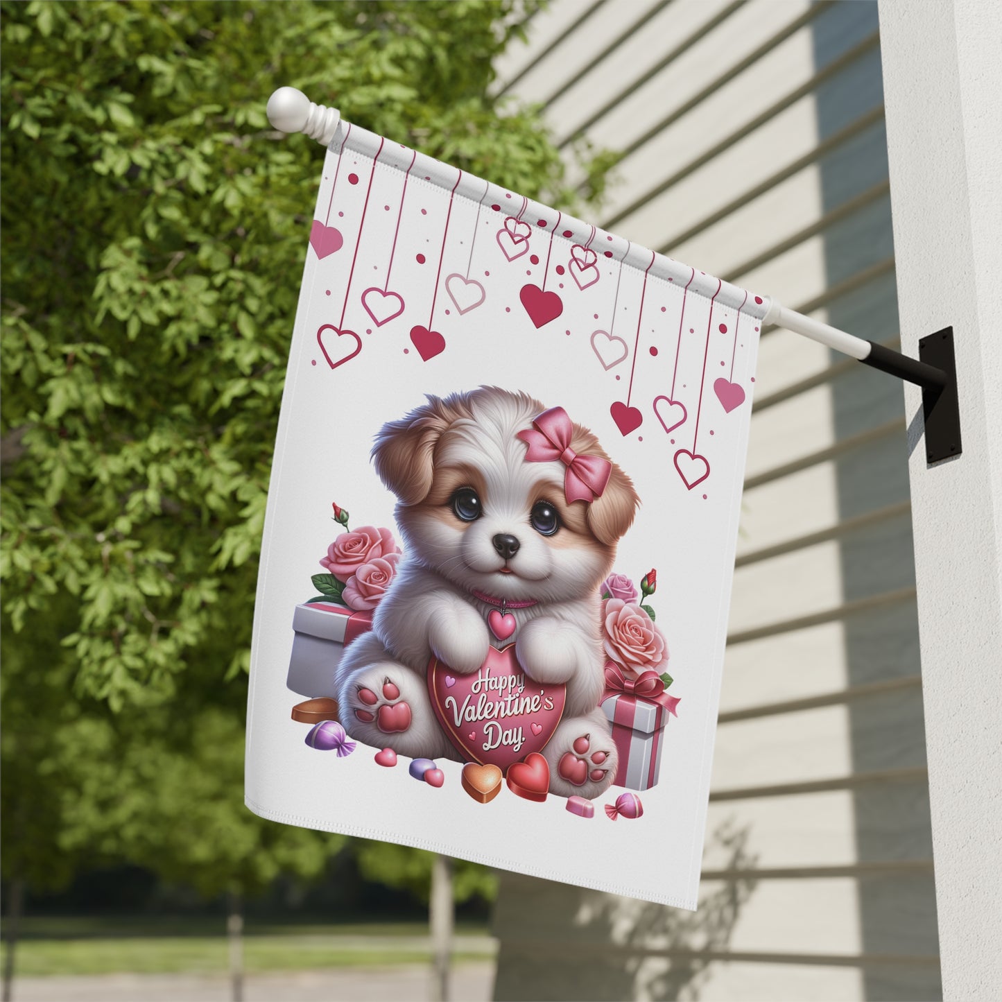 Cute Puppy Valentine’s Day Garden Flag