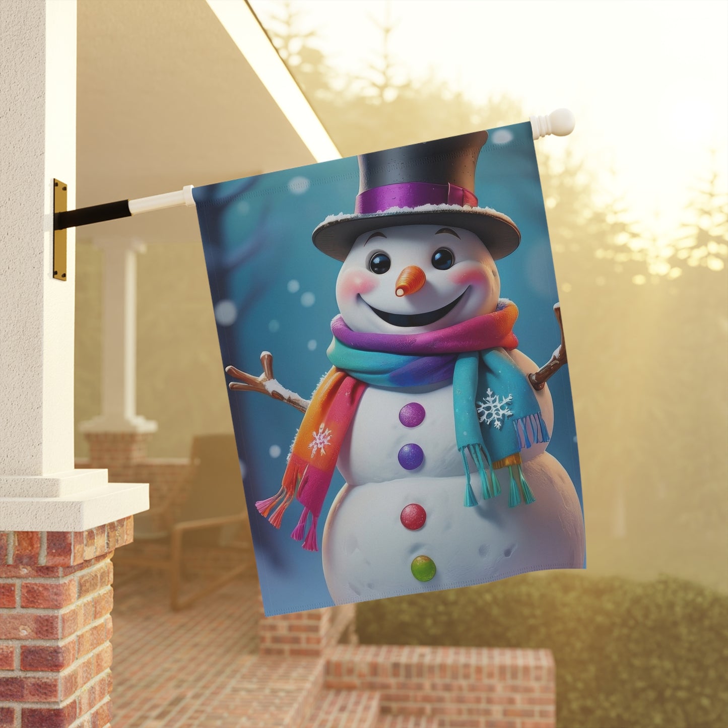 Festive Colorful Snowman Garden Flag