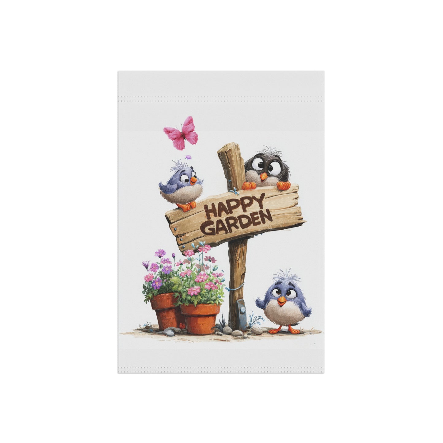 Cute Happy Garden Flag