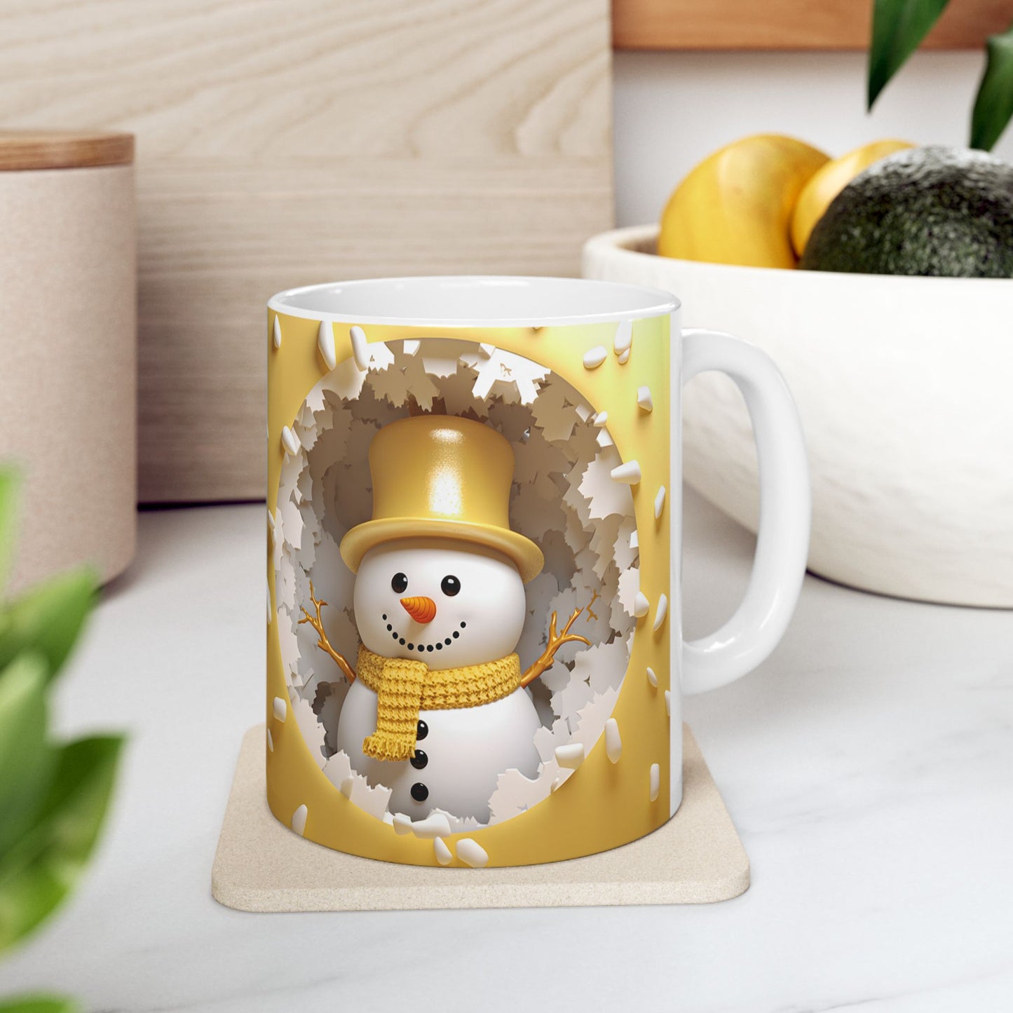 Cheerful 3-D Snowman Coffee Mug