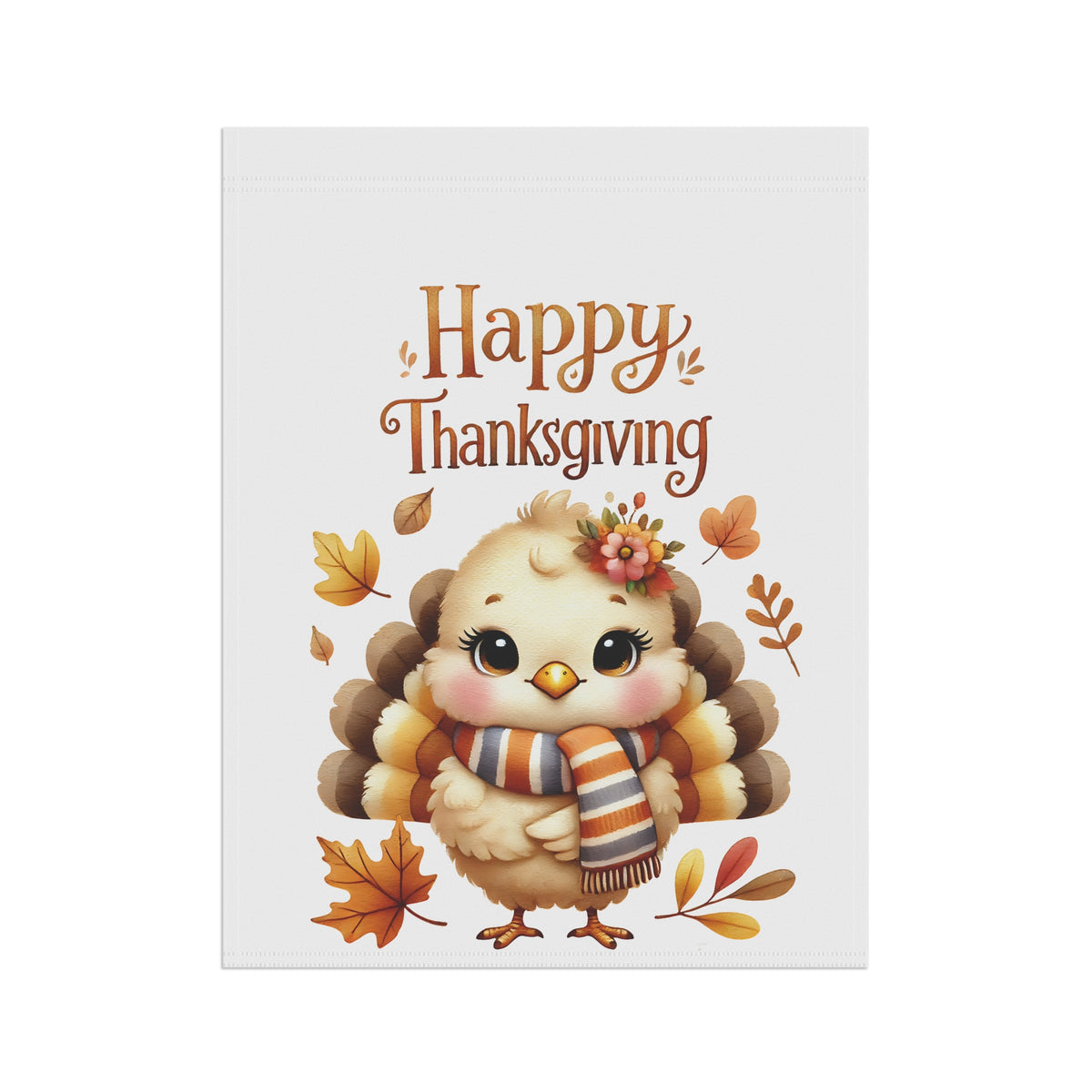 Cute Baby Turkey with Scarf Fall Thanksgiving Garden Flag