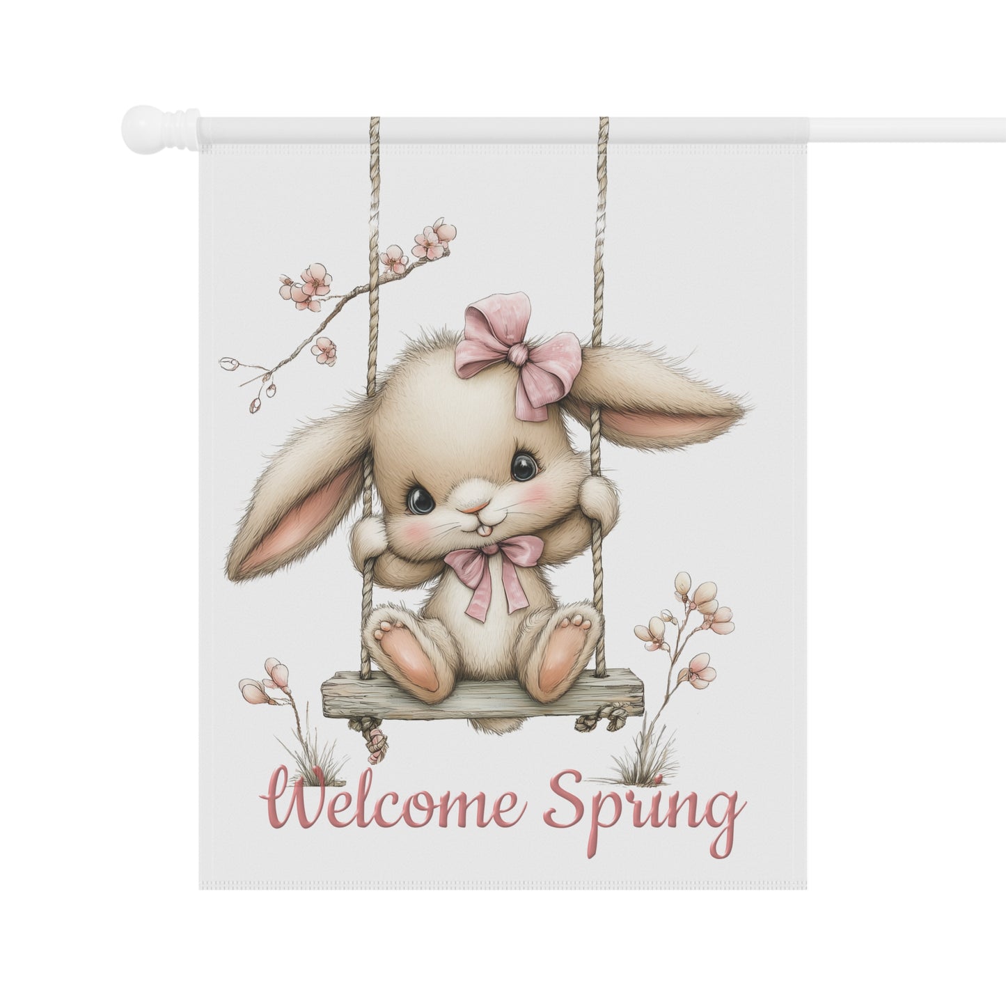 Cute Bunny Welcome Spring Flag