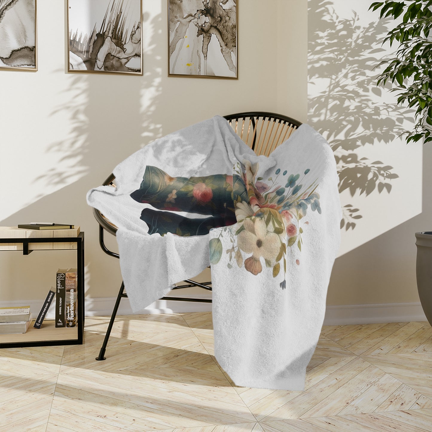Hello Spring Floral Velveteen Blanket, Cozy Lightweight Throw,
