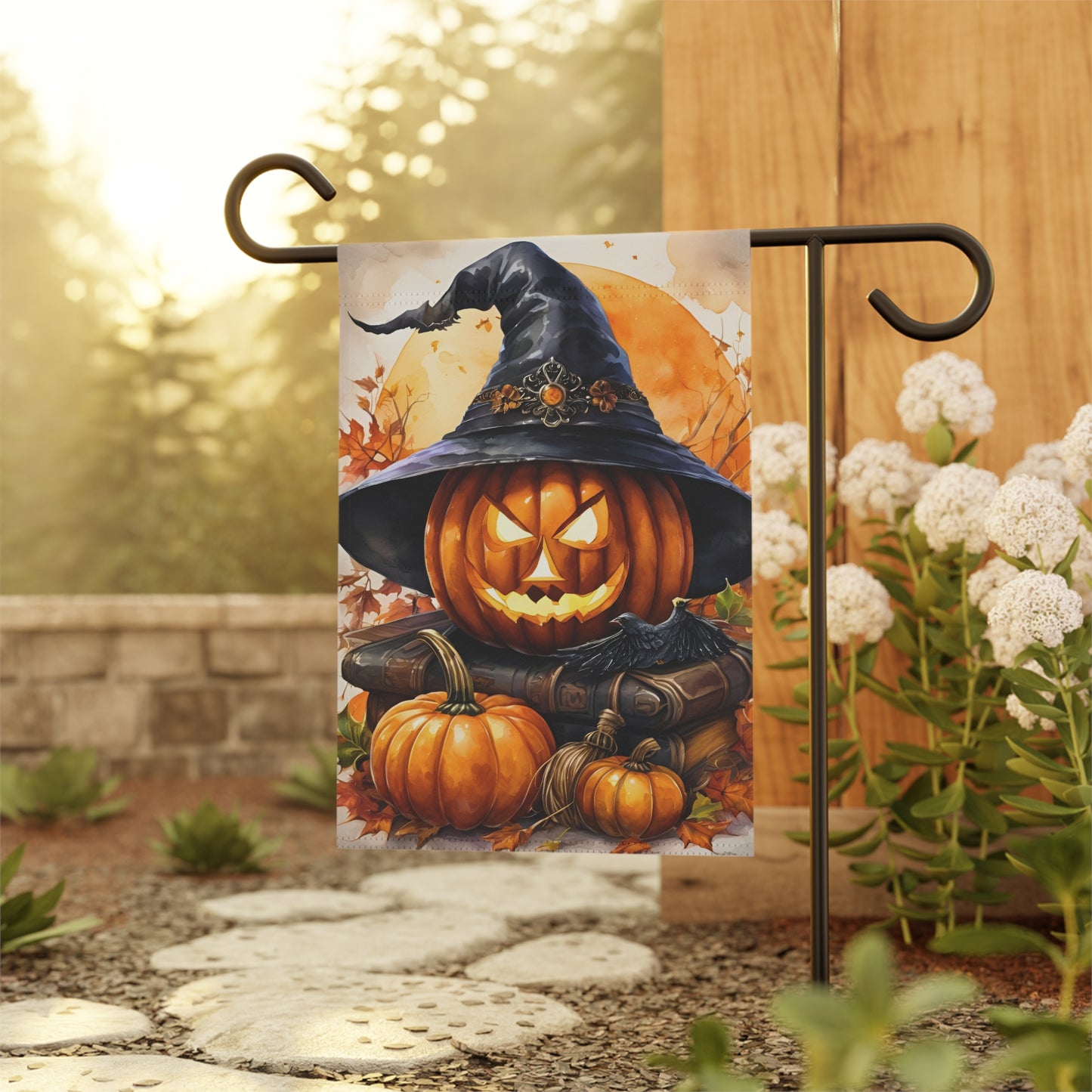 Halloween Witch Pumpkin Garden Flag
