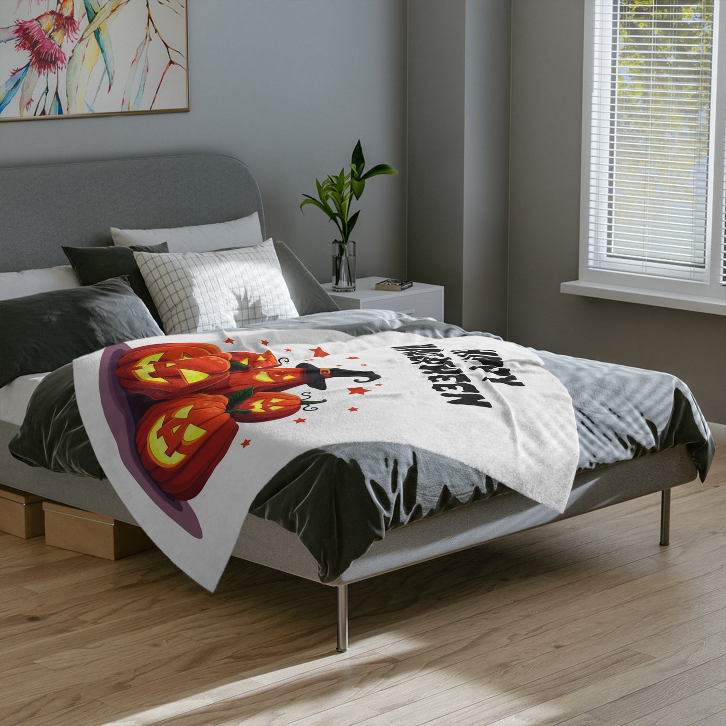 Happy Halloween Pumpkin Family Plush Blanket