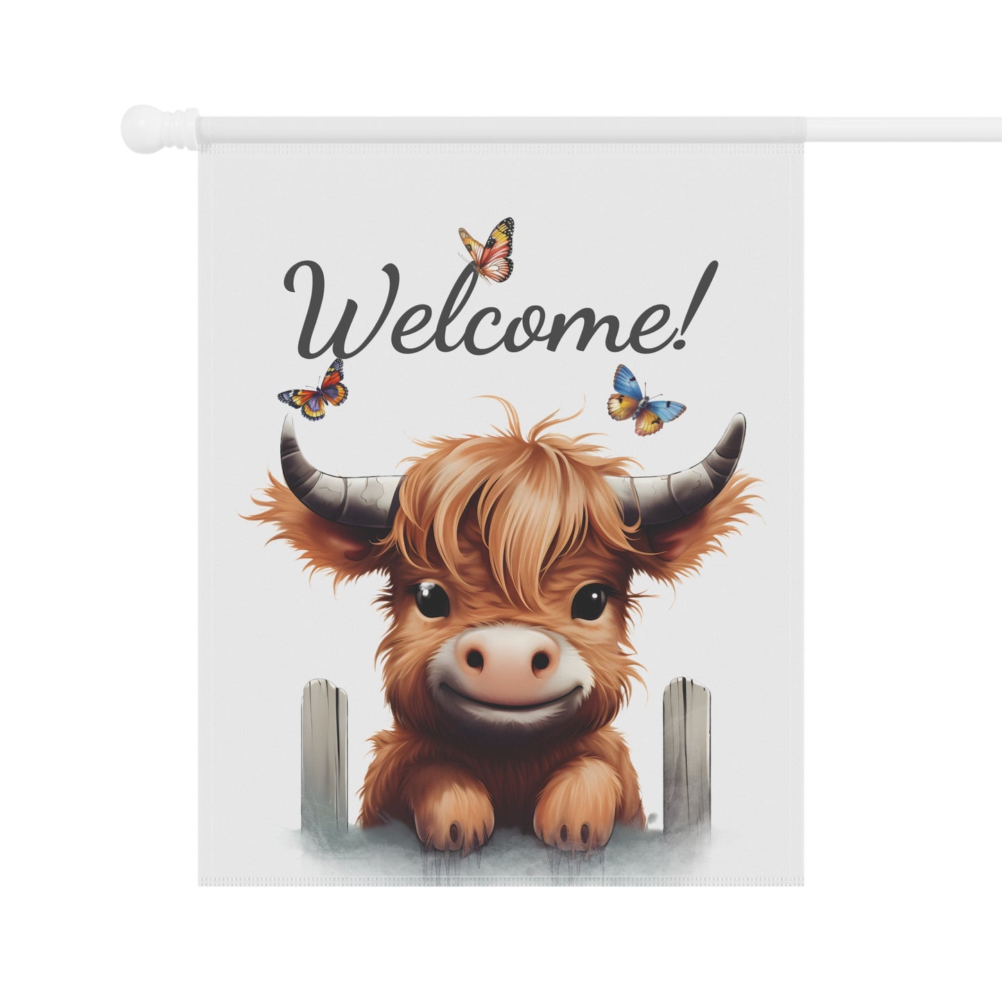 Cute Highland Cow Welcome Garden Flag