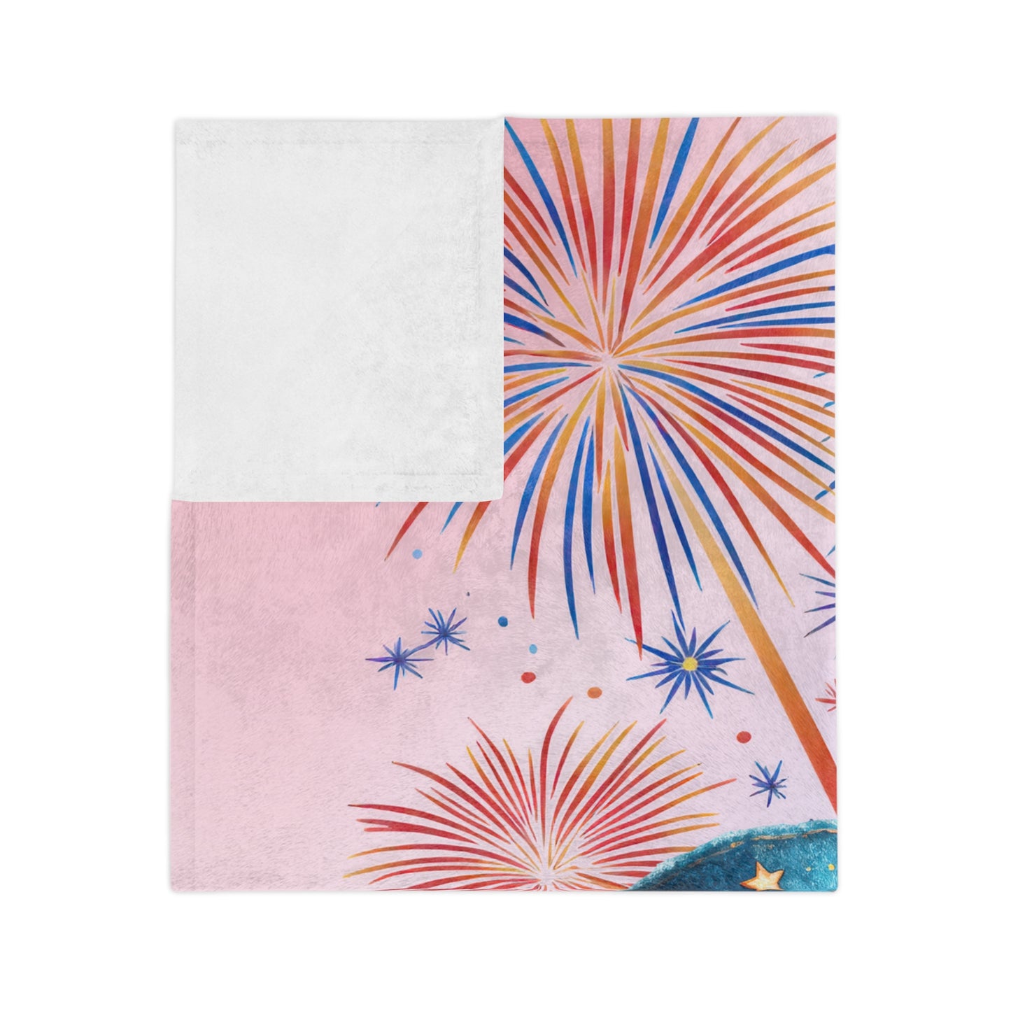 Patriotic Raccoon Fireworks Velveteen Plush Blanket