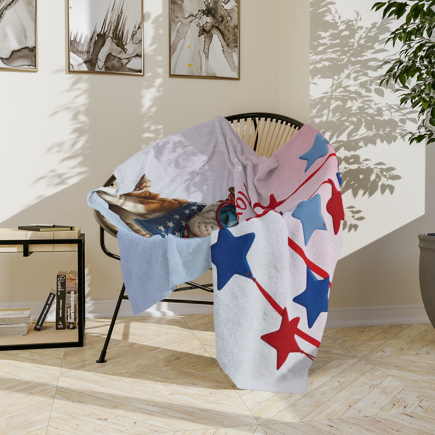 Happy 4th Bulldog Velveteen Plush Blanket