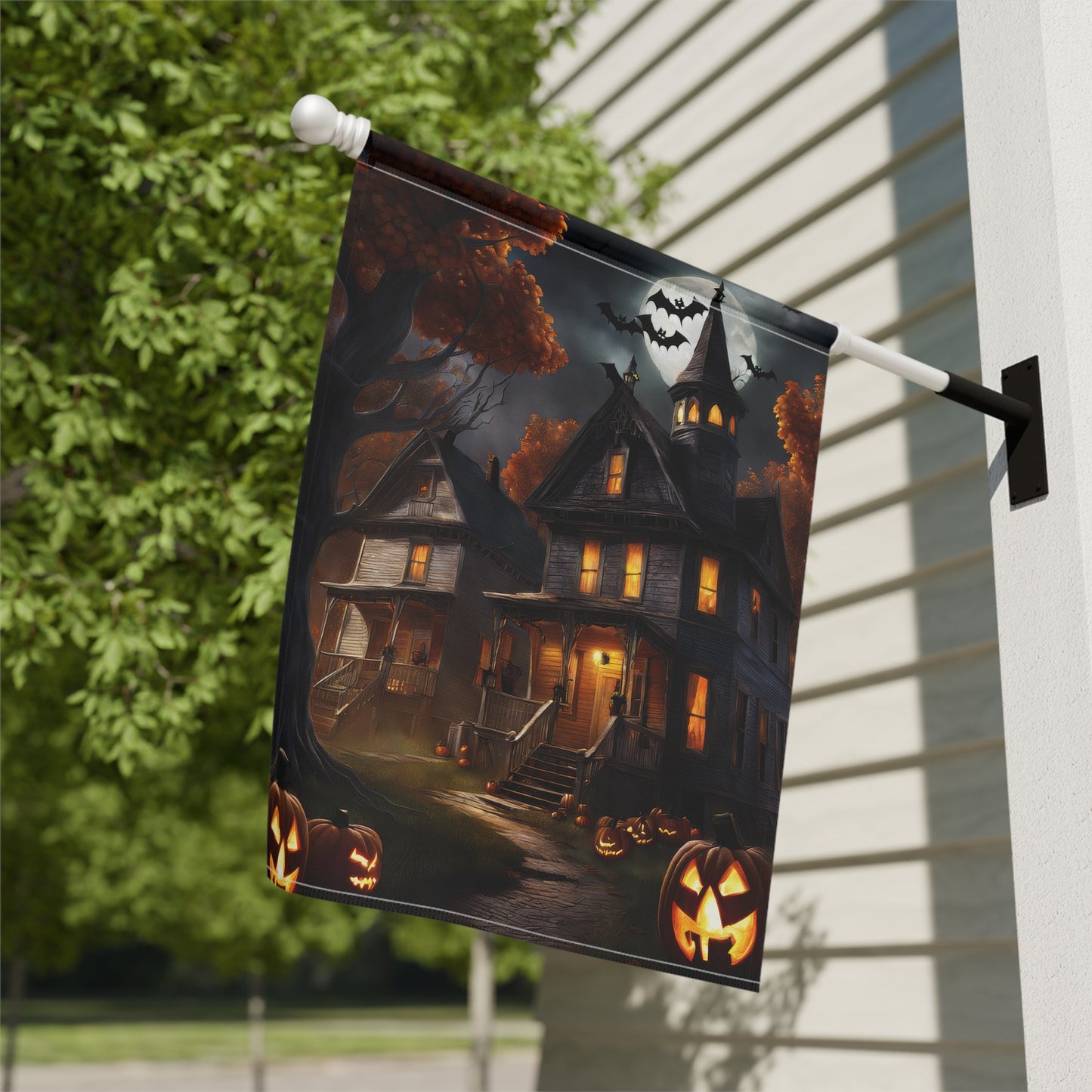 Creepy Halloween House Garden Flag/ House Banner