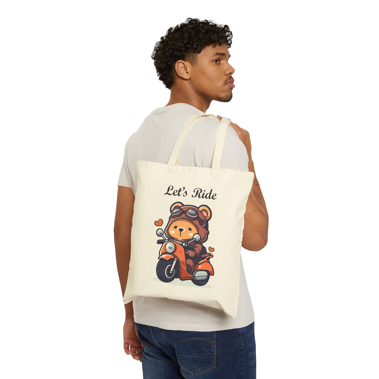 Adorable Biker Bear Reusable Tote Bag