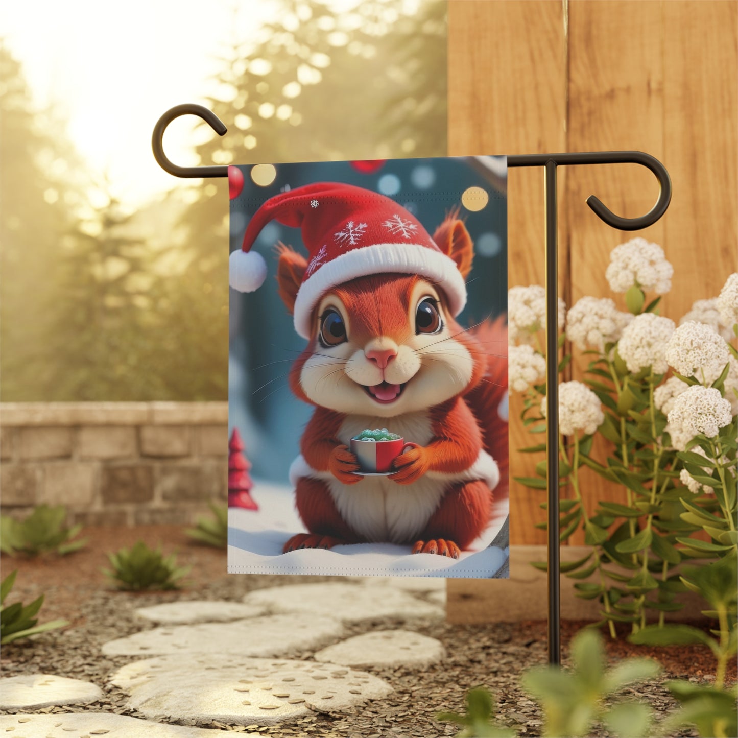 Cute Holiday Squirrel Garden Flag