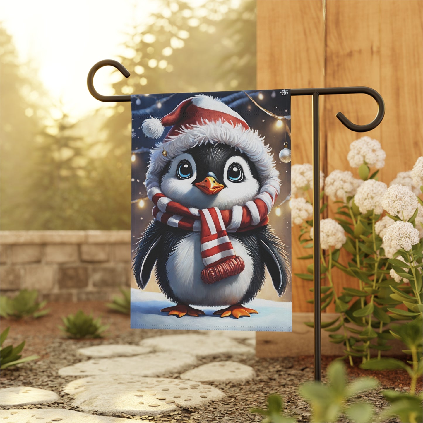 Adorable Christmas Penguin Garden Flag