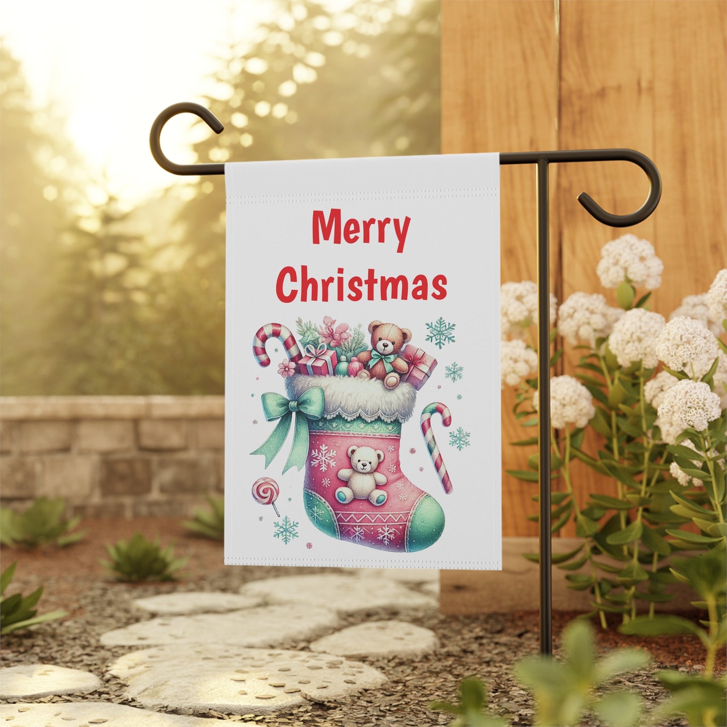 Colorful Christmas Stocking Garden Flag