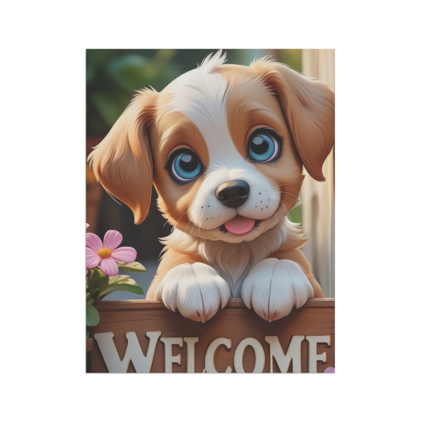 Cute Puppy Welcome Garden Flag