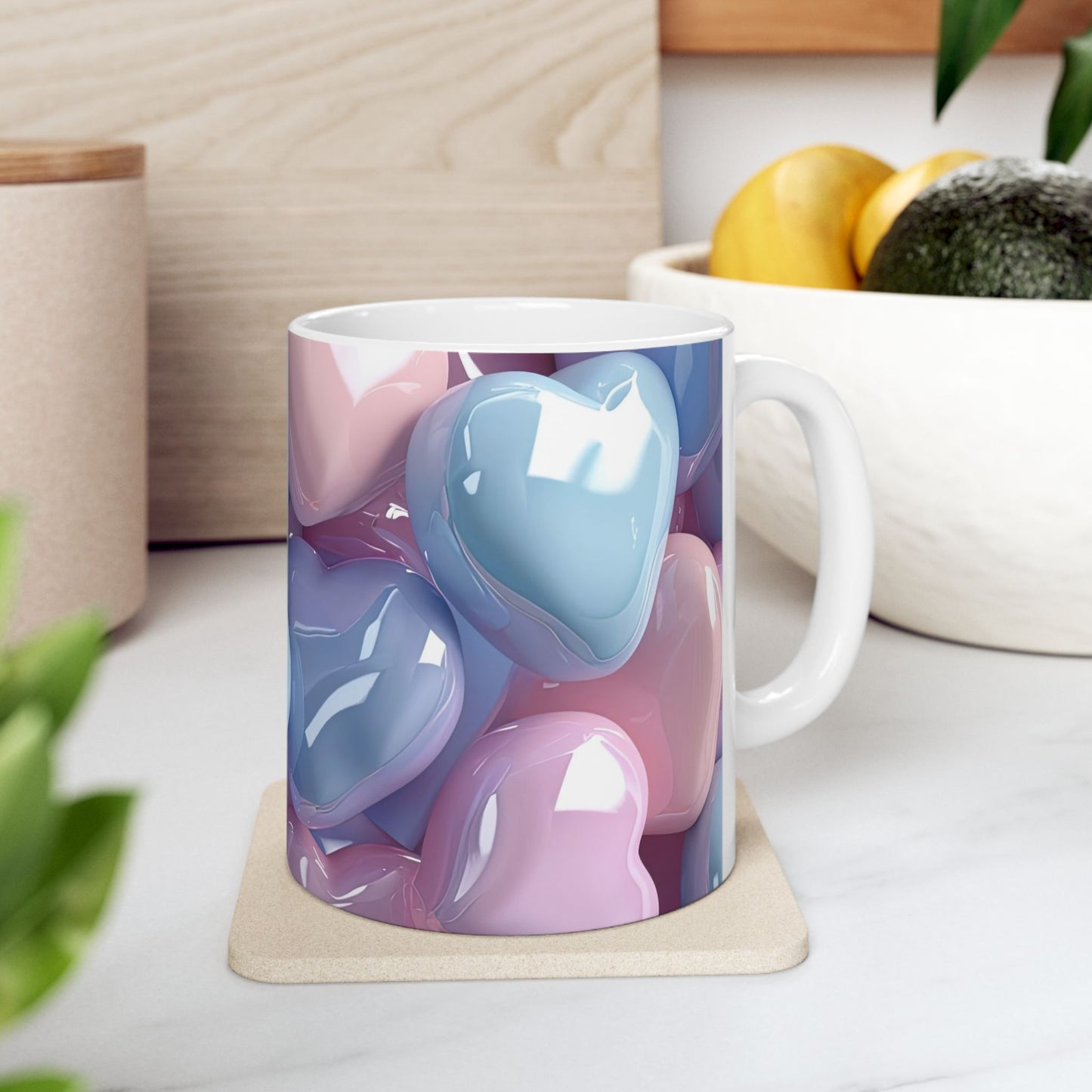 Pastel Hearts Ceramic Coffee Mug