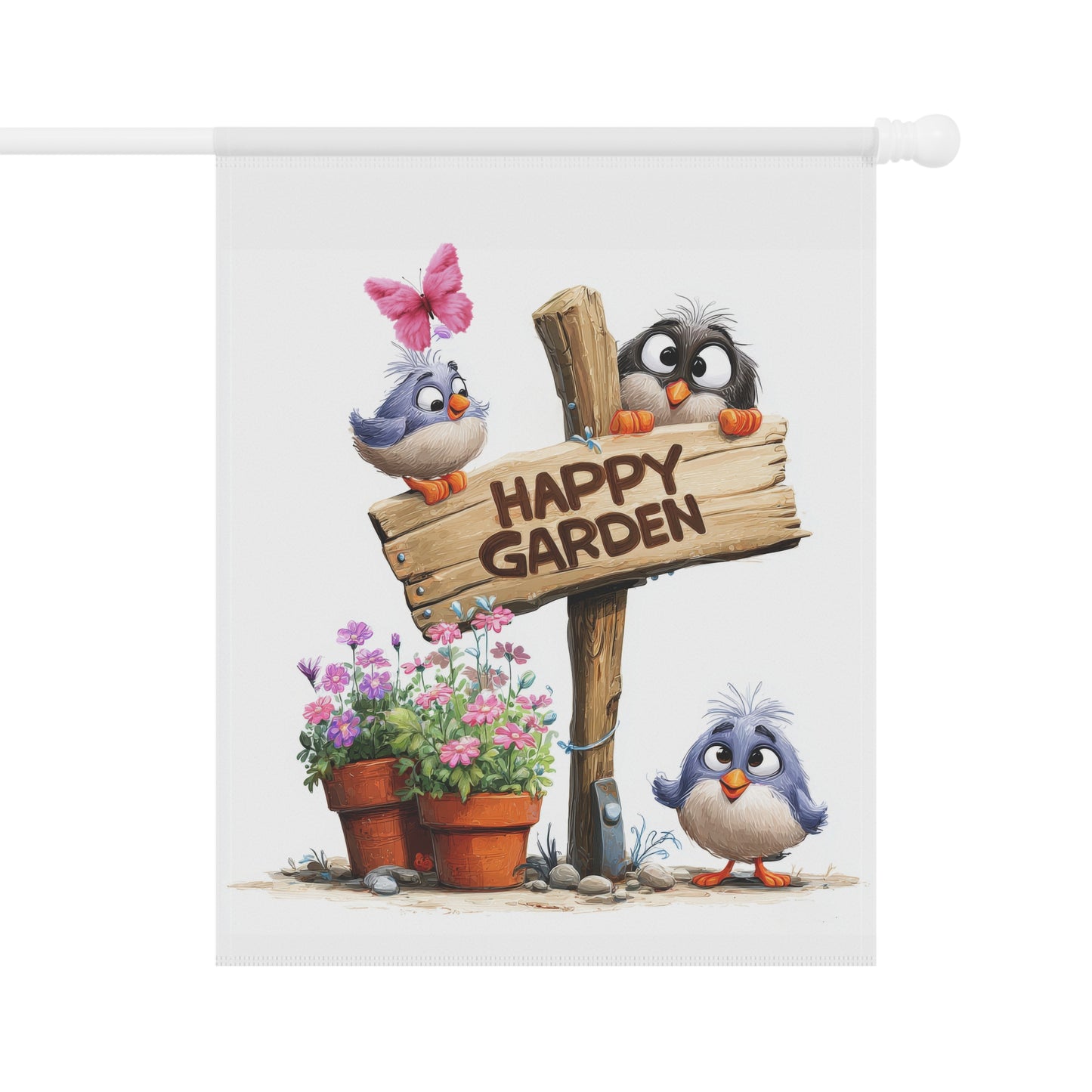 Cute Happy Garden Flag