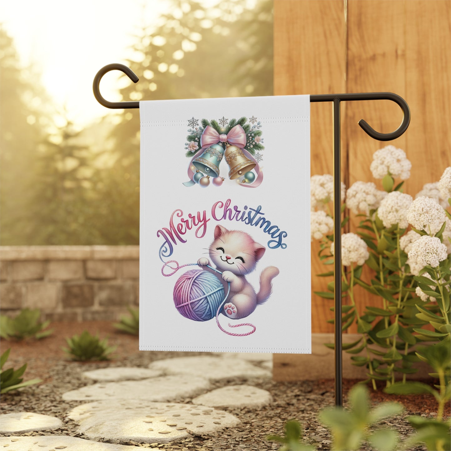 Happy Kitten Christmas Flag