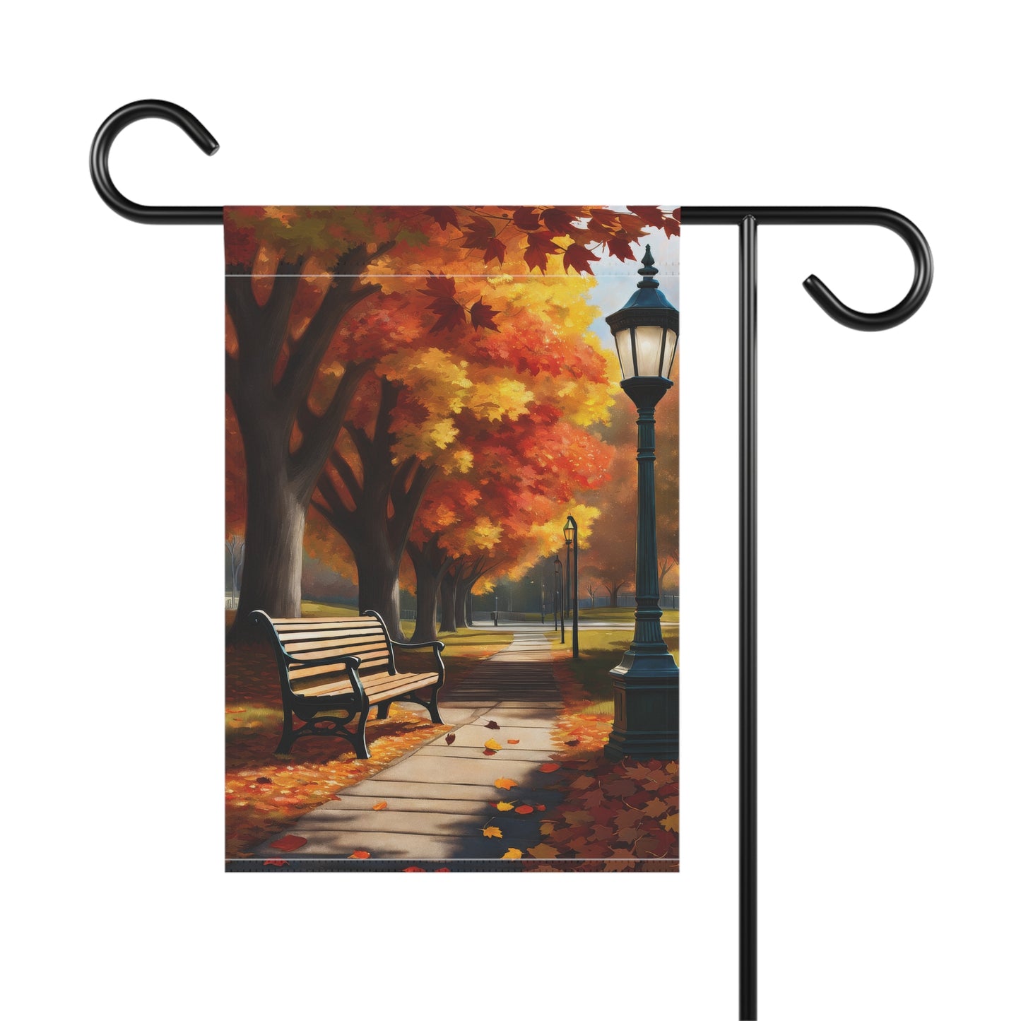 Vibrant Autumn Park Scene Garden Flag