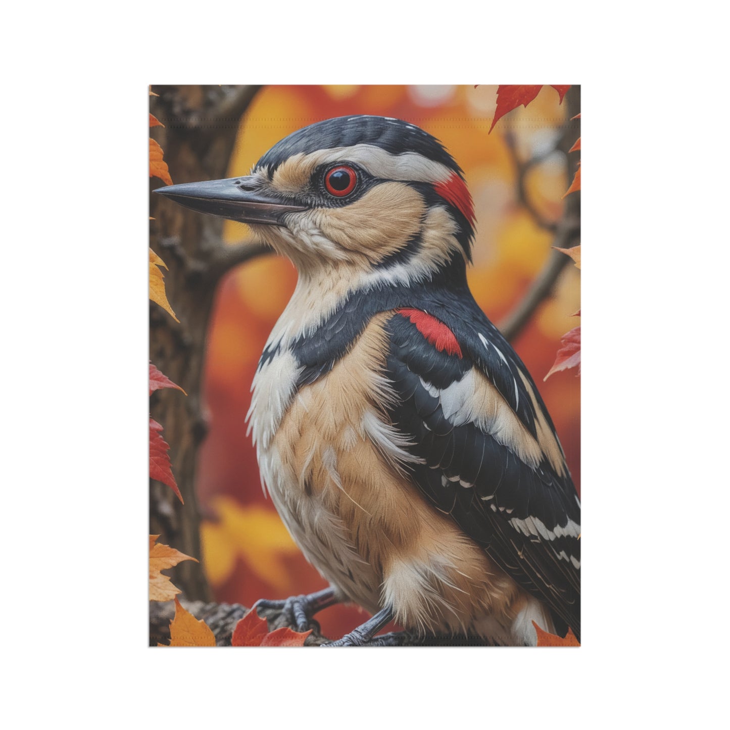 Autumn Woodpecker Garden Flag