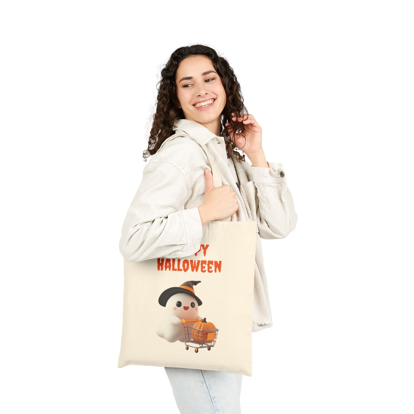 Cute Halloween Ghost 100% Cotton Canvas Tote Bag