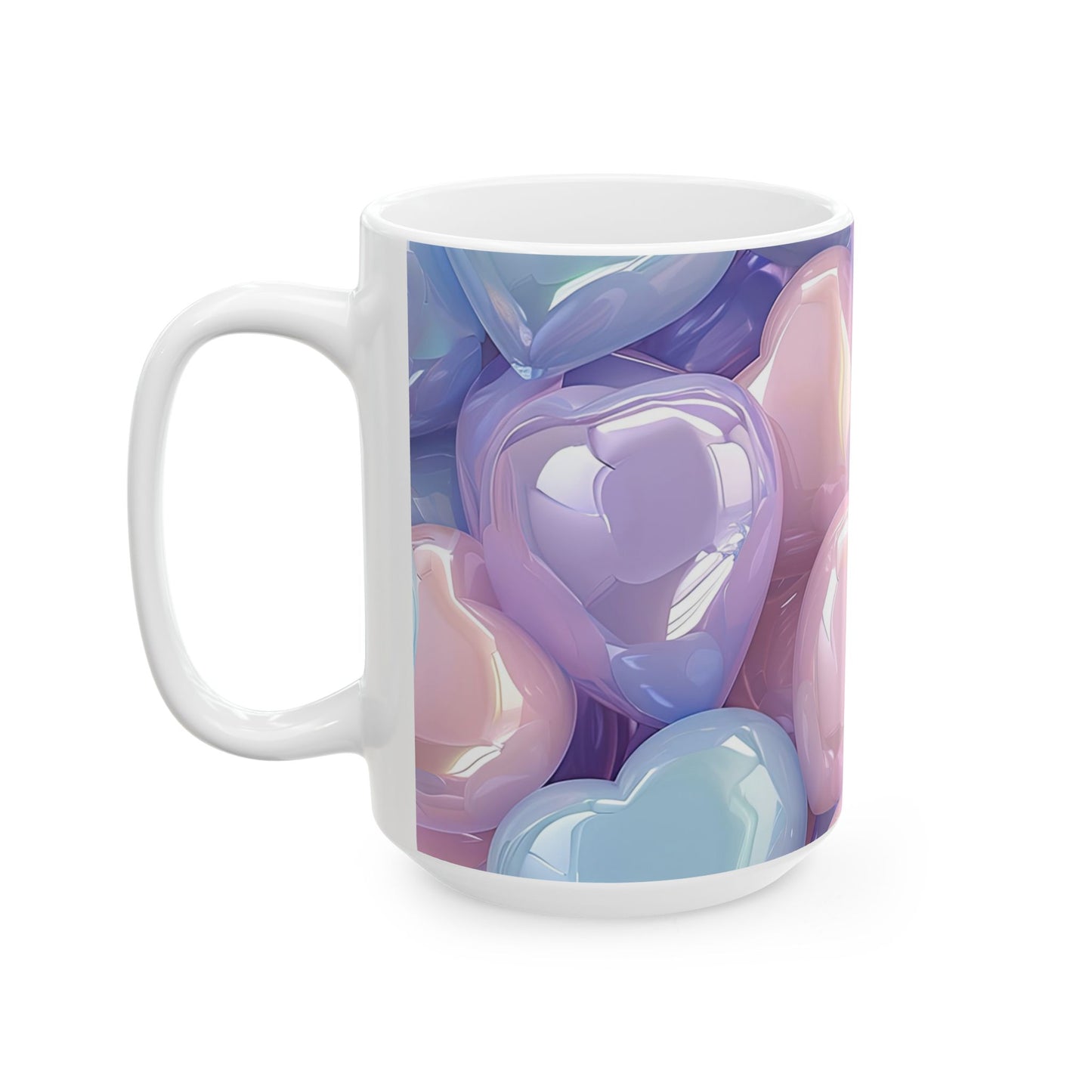 Shimmering Multi-Colored Iridescent Hearts Coffee Mug