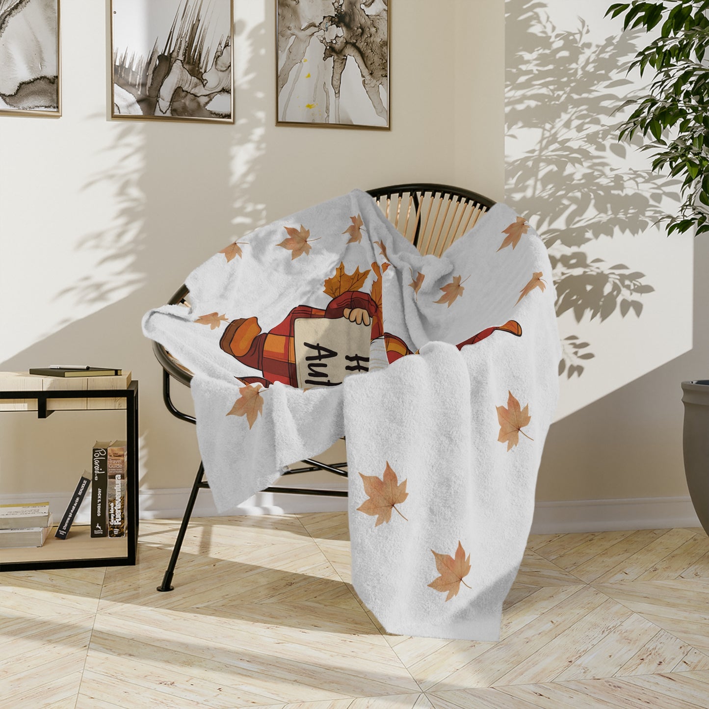 Happy Autumn Gnome Velveteen Blanket