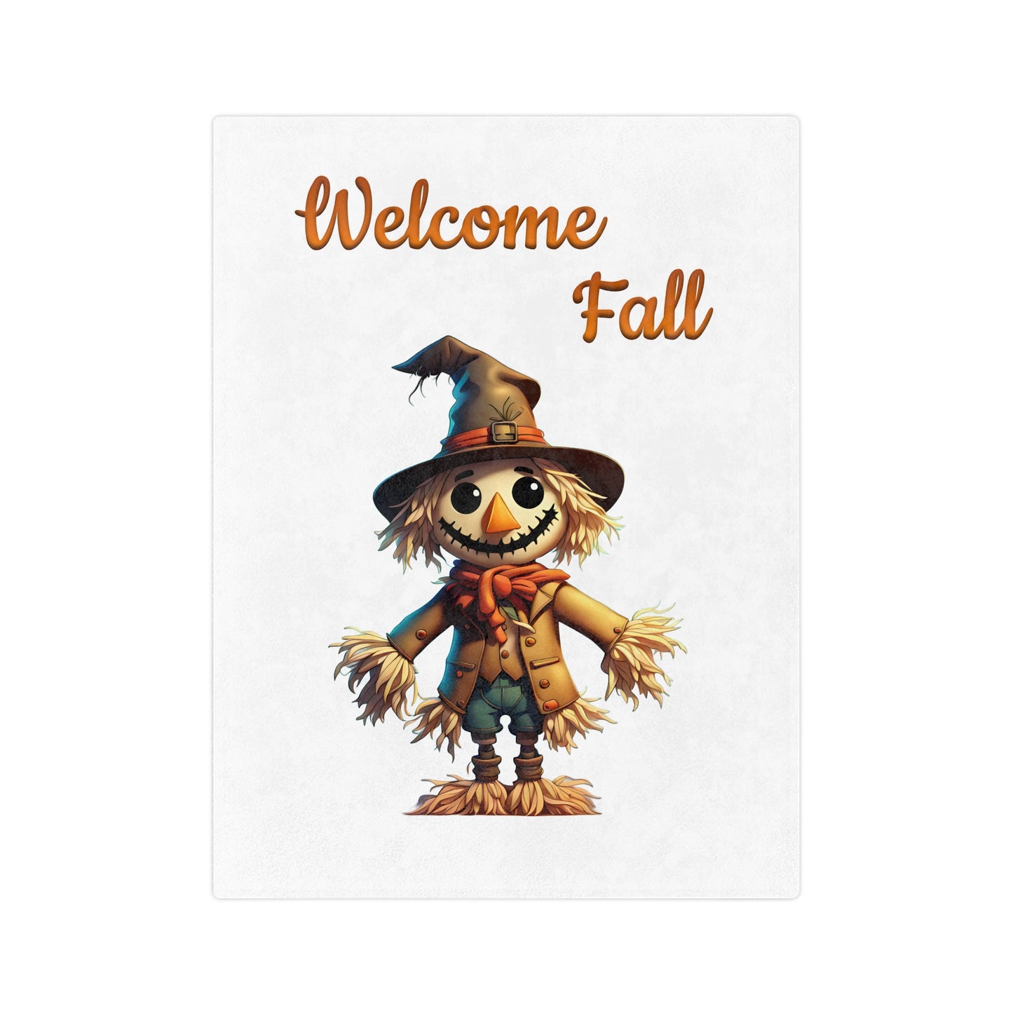 Welcome Autumn Scarecrow Velveteen Blanket