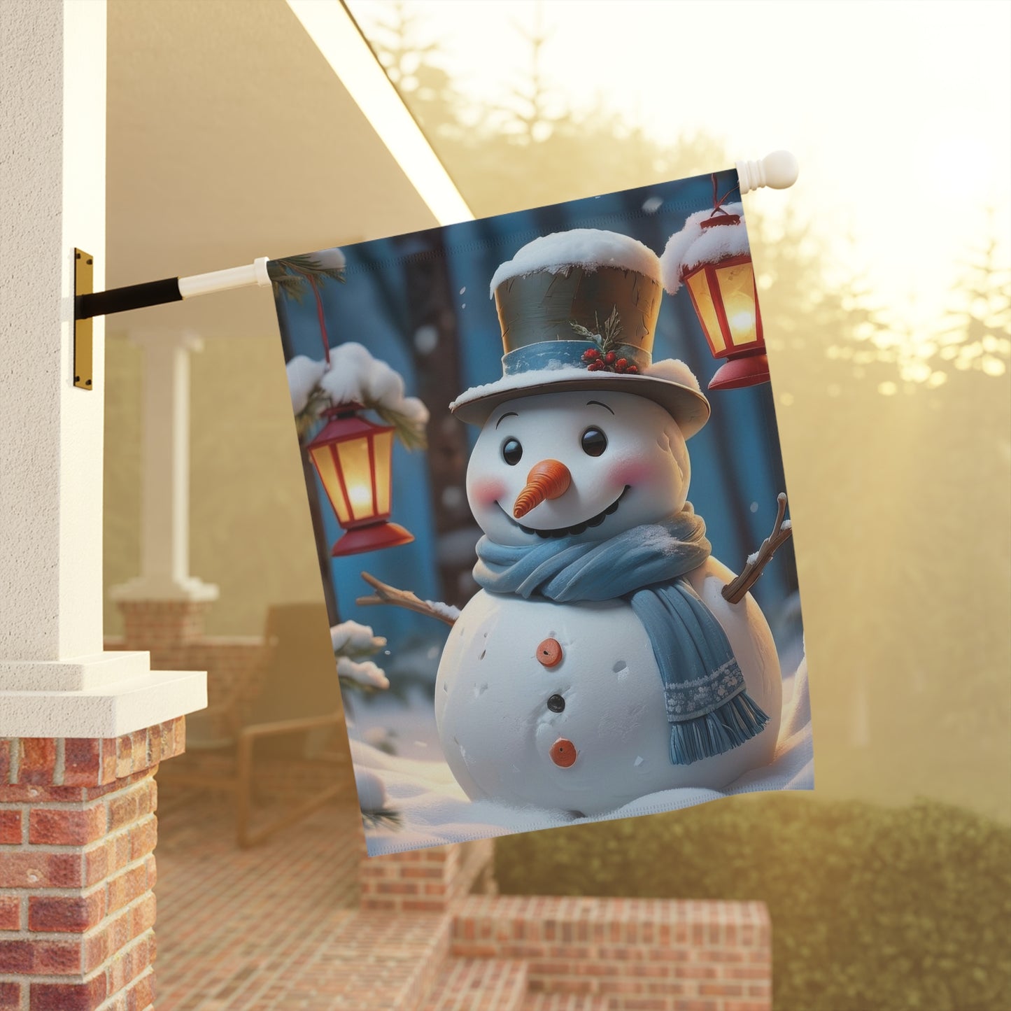Snowman in a Top Hat Garden Flag