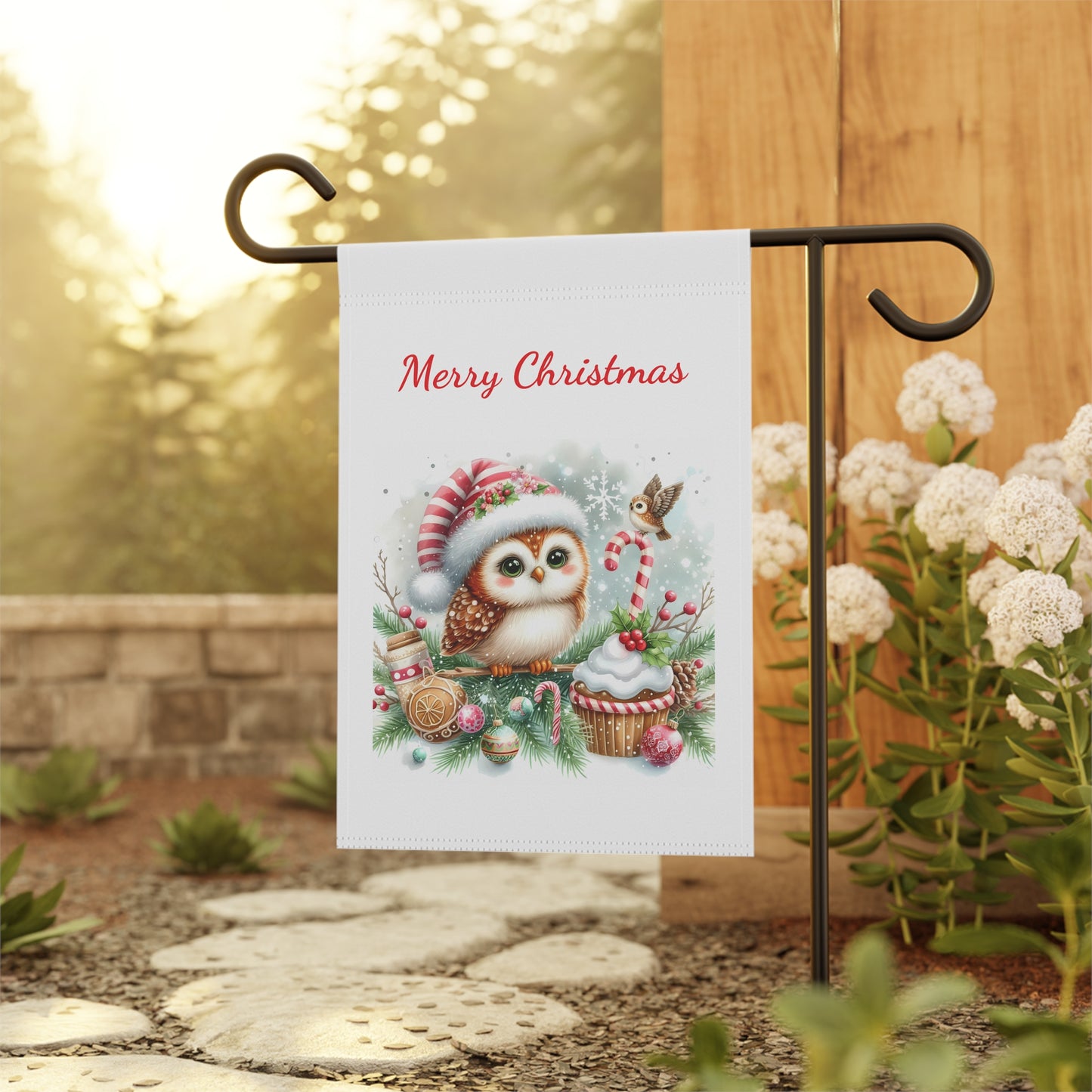 Adorable Santa Owl Garden Flag
