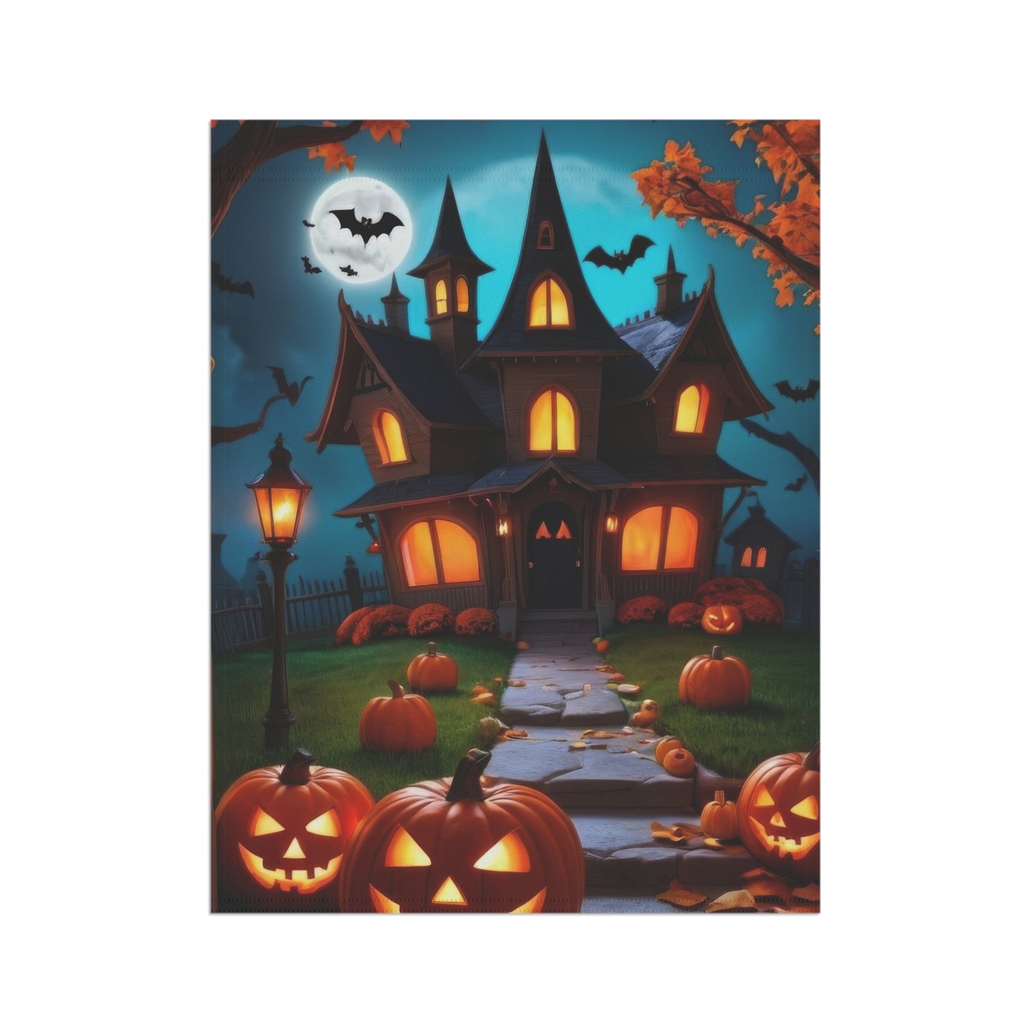 Whimsical Haunted House Halloween Garden Flag