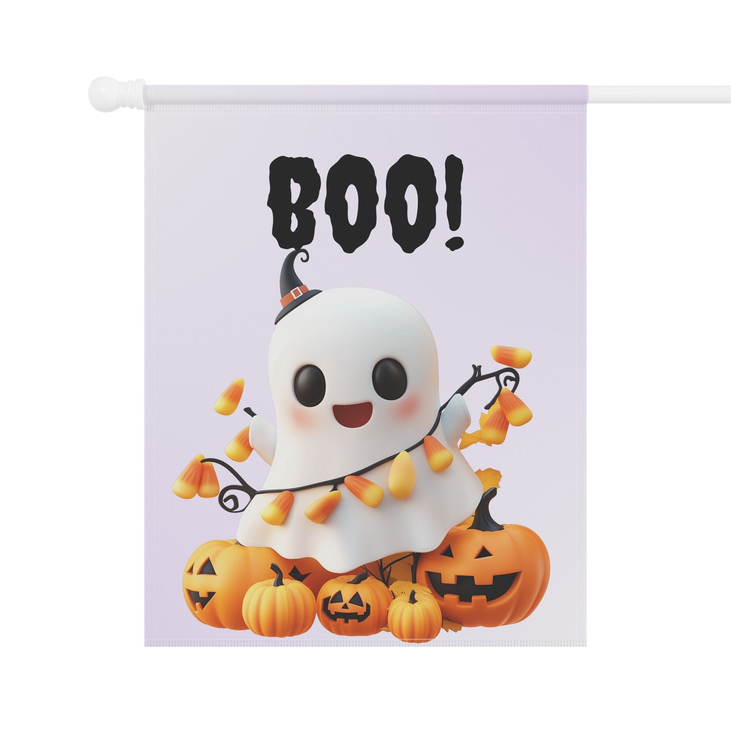 Cute Ghost with Candy Corn Garden Flag