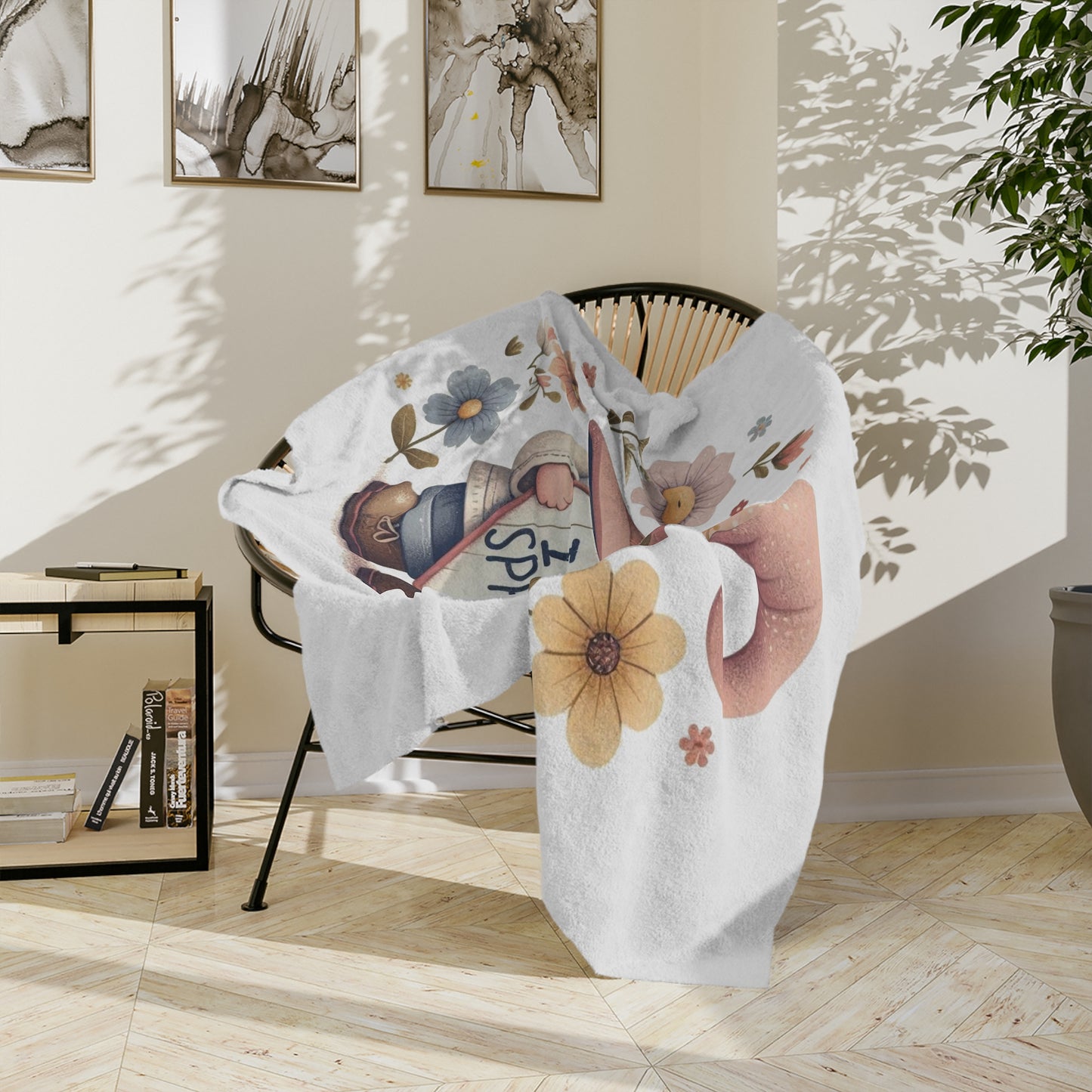 "I Love Spring" Gnome Velveteen Blanket