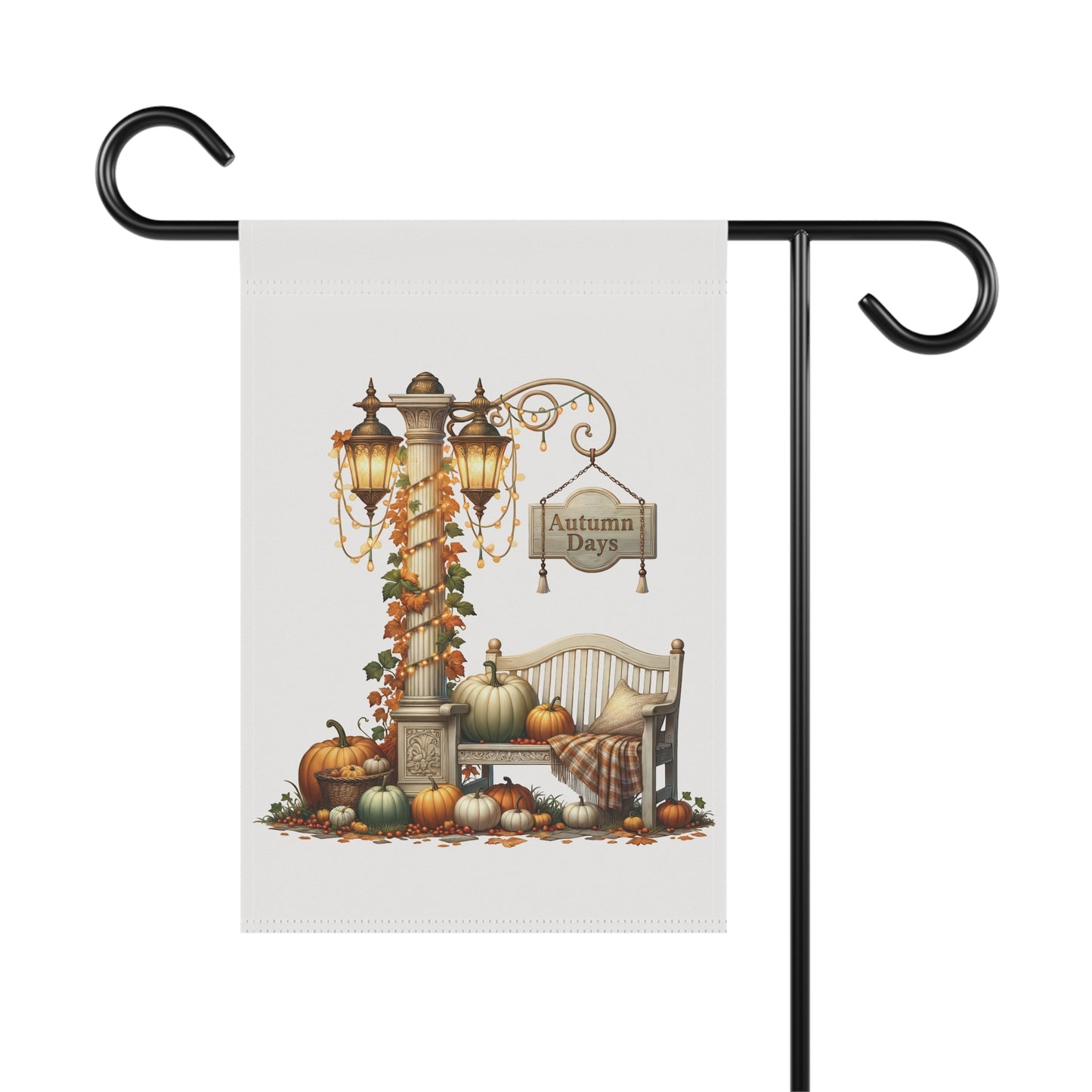 Vintage Lamppost Autumn Garden Flag