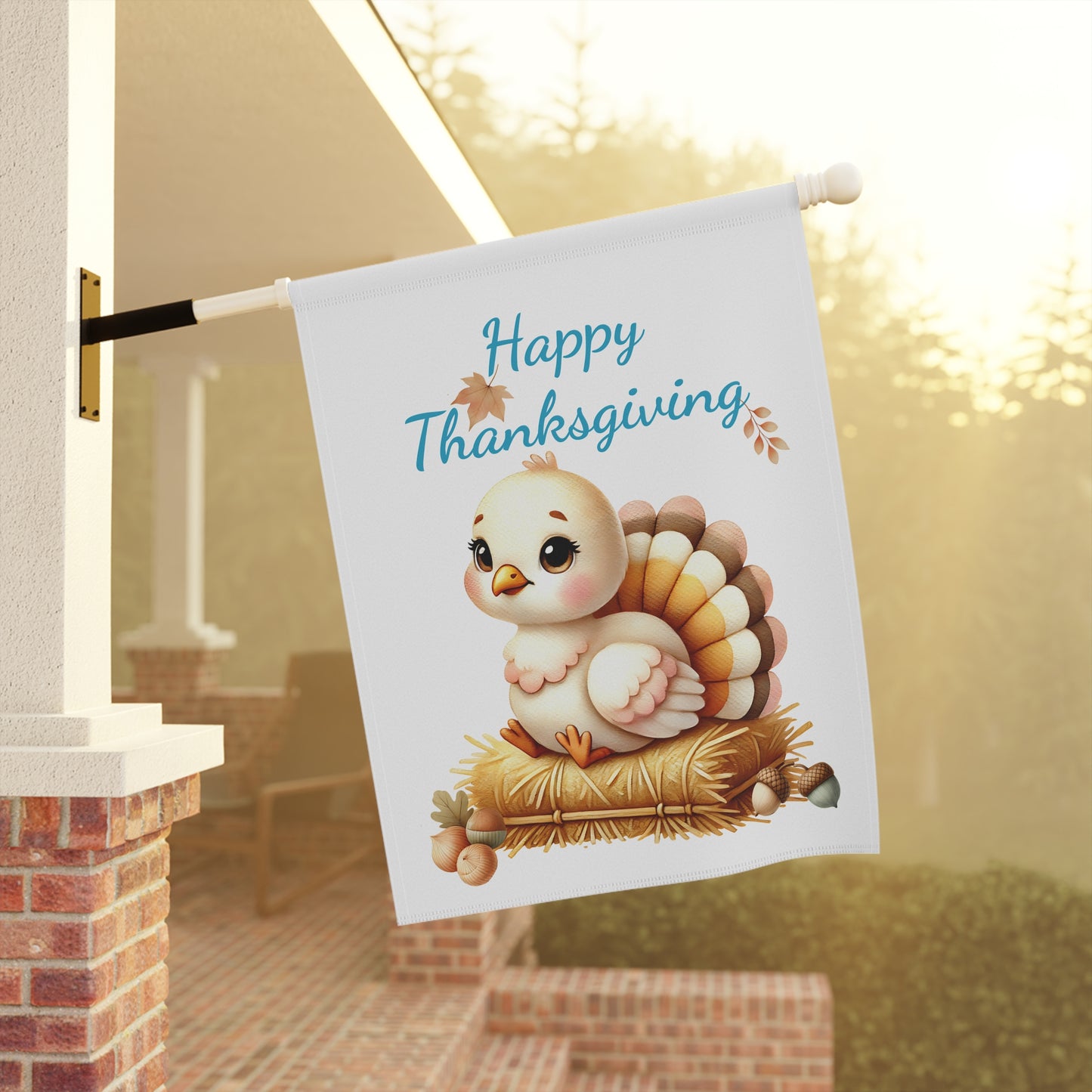 Happy Thanksgiving Cute Turkey Garden Flag