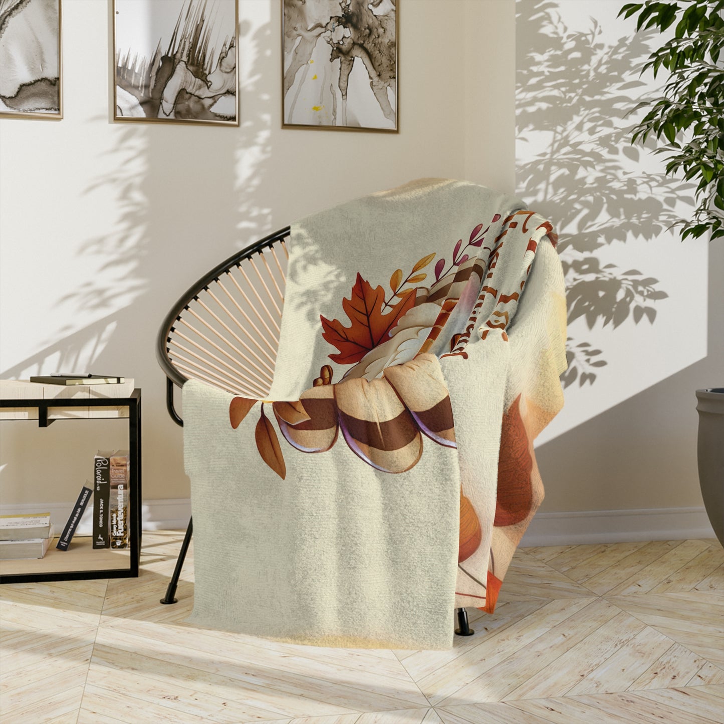 Happy Thanksgiving Cozy Turkey Velveteen Blanket