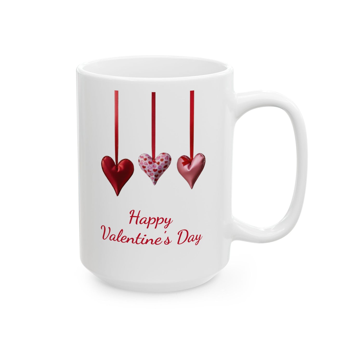 Elegant Hanging Hearts "Happy Valentines Day" Coffee Mug