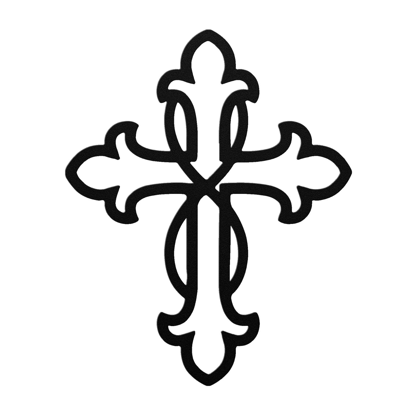 Decorative black cross on a white background