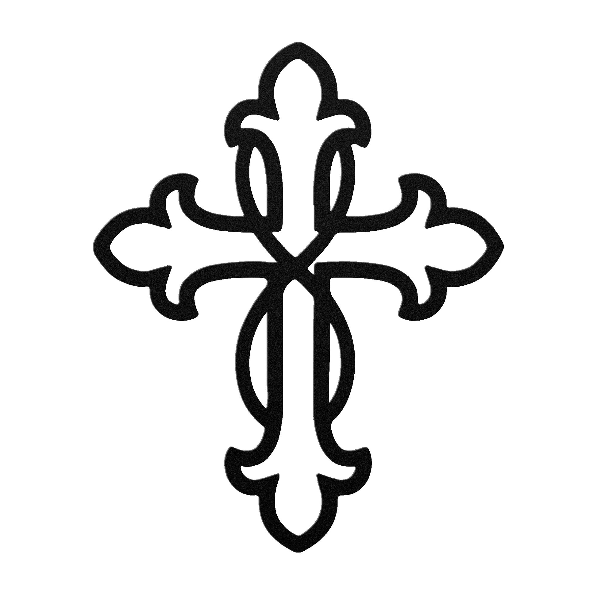 Decorative black cross on a white background
