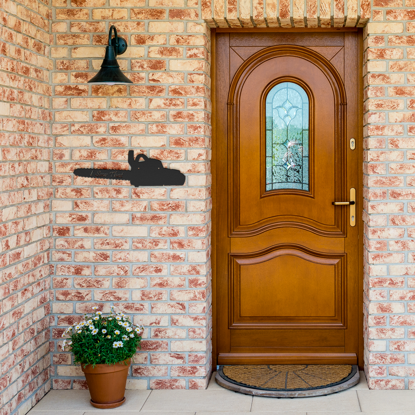 Chainsaw_wall_art_for_man_cave_Black_Brick_Entrance_Mockup.png