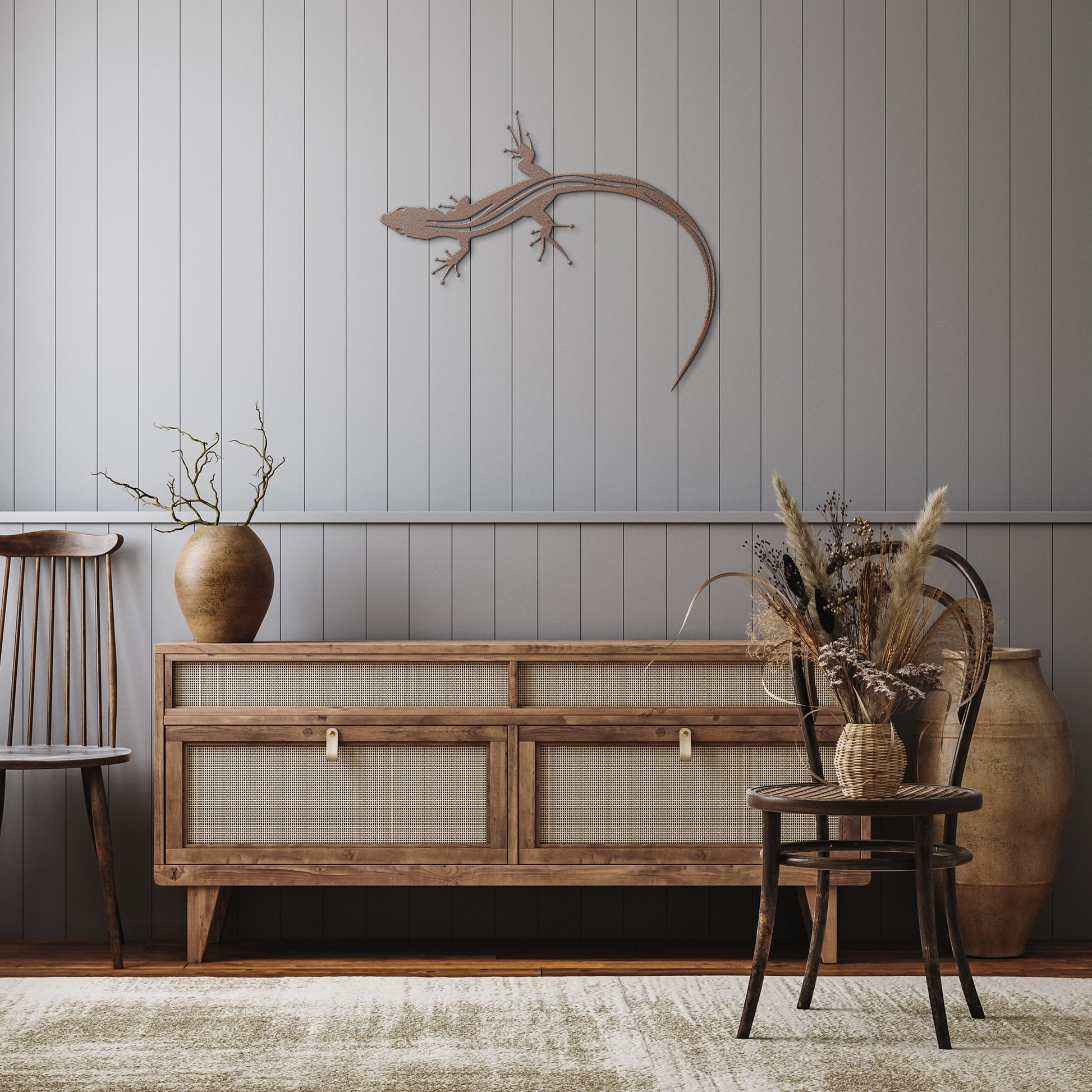 Lizard_metal_wall_art_Copper_Rustic_Hallway_Mockup.png