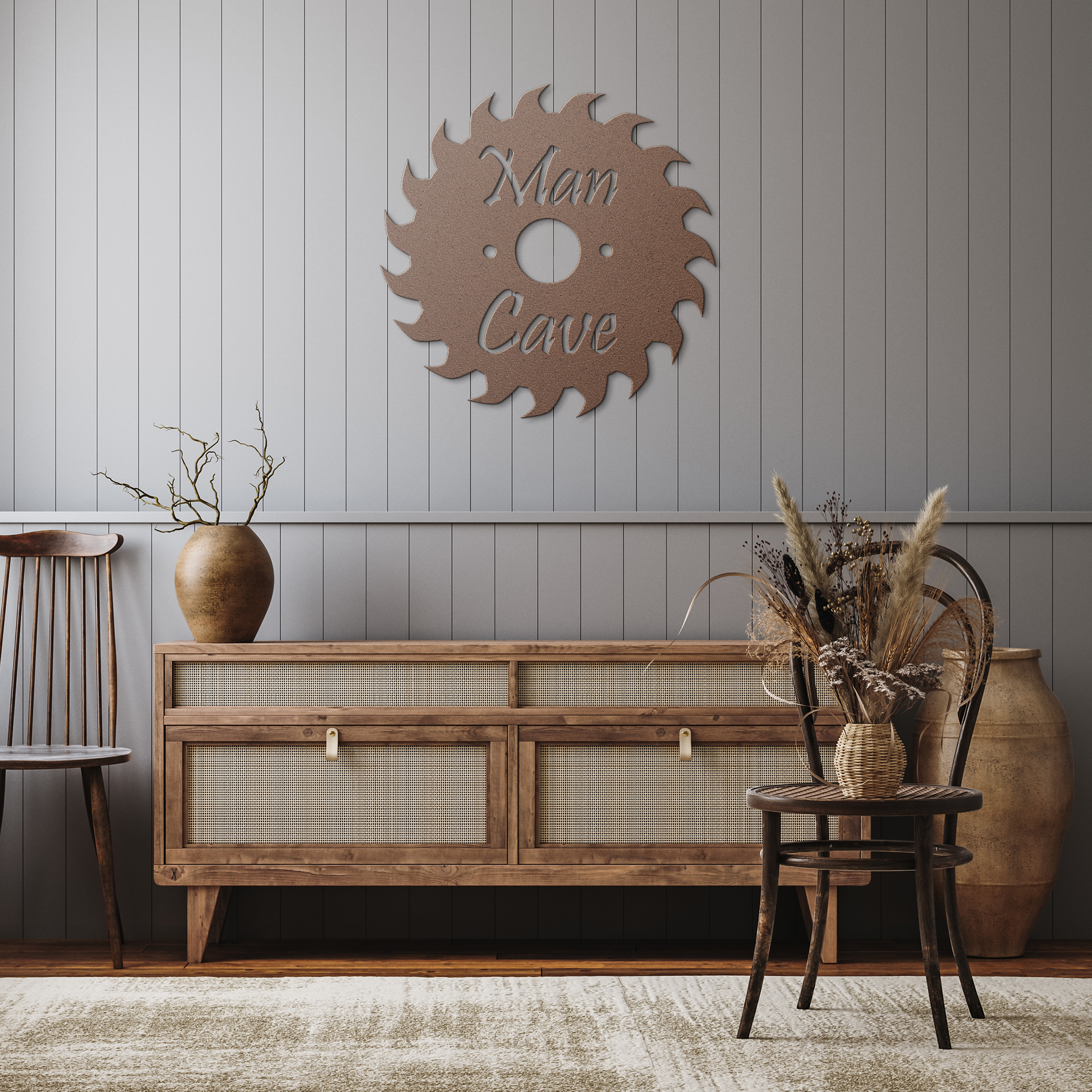 Man_cave_saw_blade_metal_wall_art_sign_Copper_Rustic_Hallway_Mockup.png