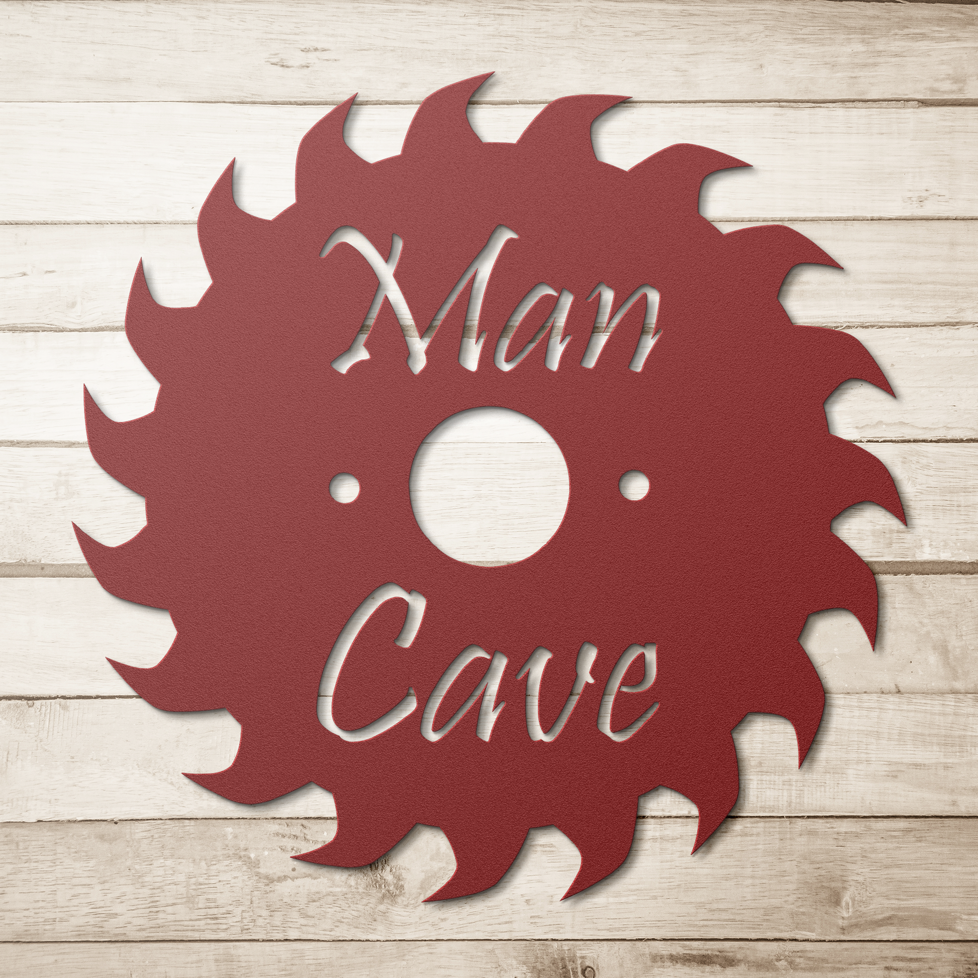 Man_cave_saw_blade_metal_wall_art_sign_Red_Simple_Wood_BKGD_Mockup.png