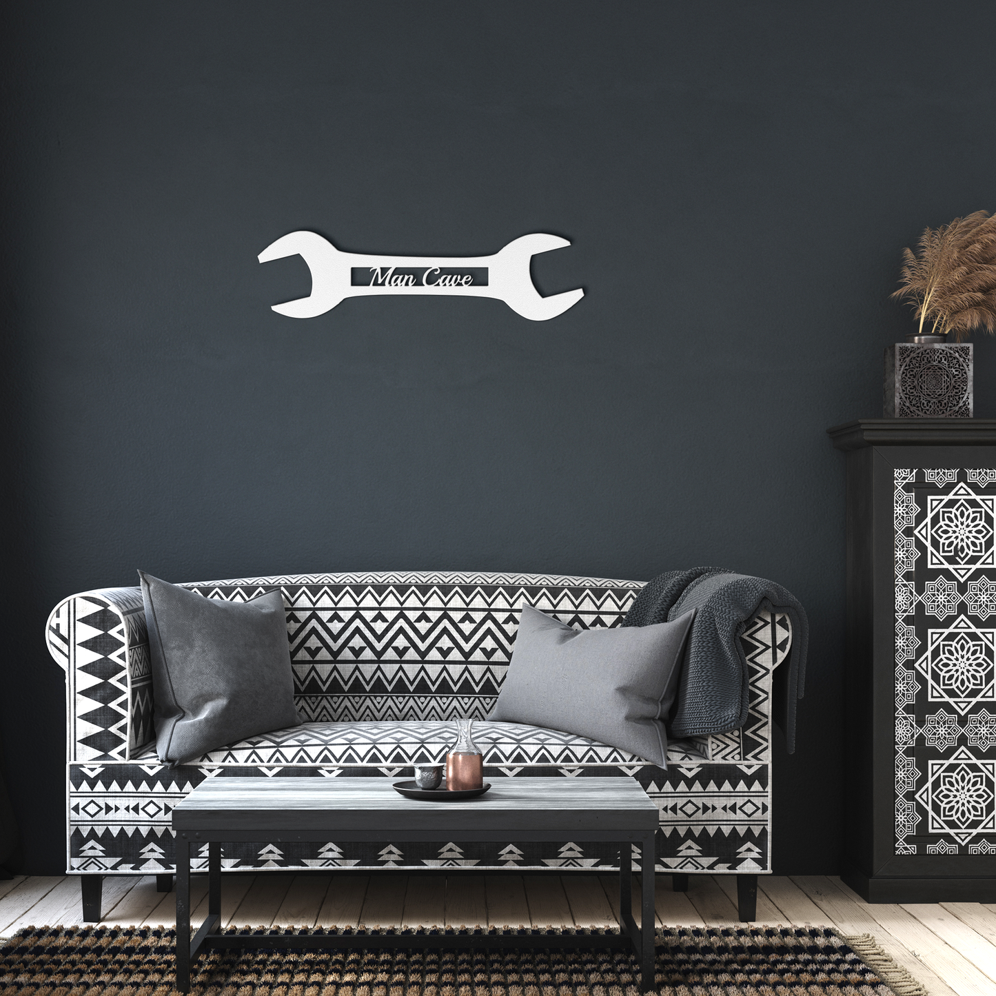 Man_cave_wall_art_metal_sign_White_Dark_Living_Room_Mockup.png